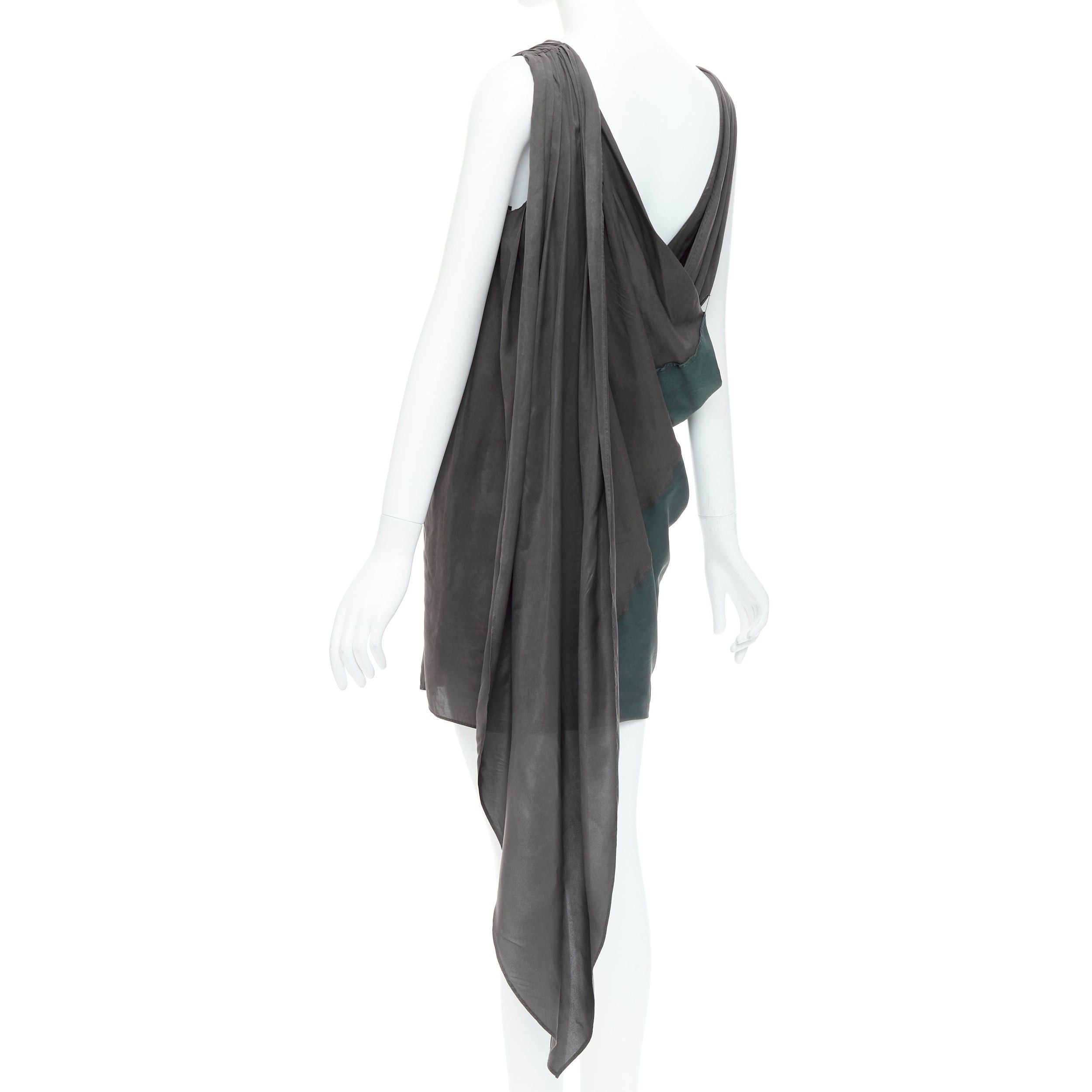 Alexander Wang ALEXANDER WANG grey green cupro draped asymmetric toga dress Sz2 Size S / US 4 / IT 40 - 5 Thumbnail