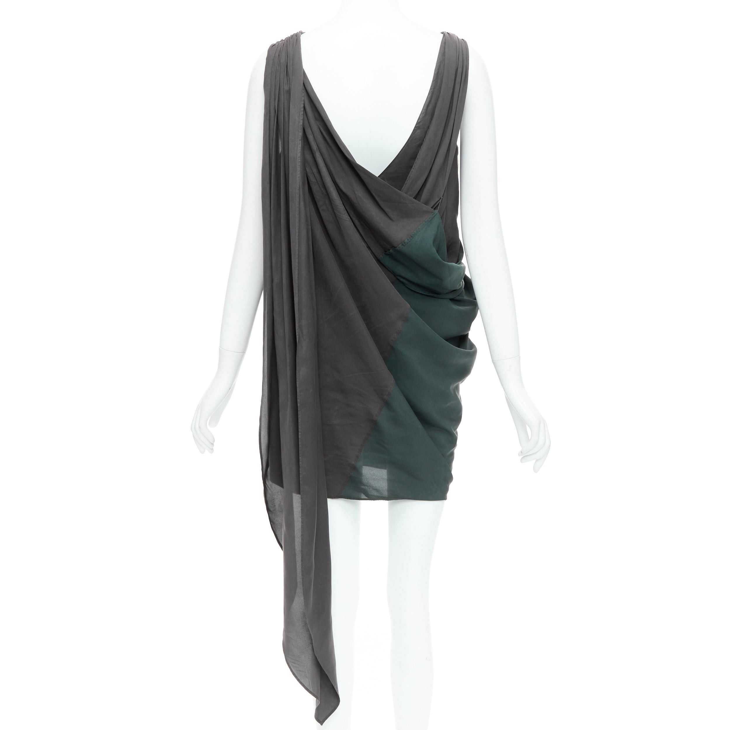 Alexander Wang ALEXANDER WANG grey green cupro draped asymmetric toga dress Sz2 Size S / US 4 / IT 40 - 2 Thumbnail