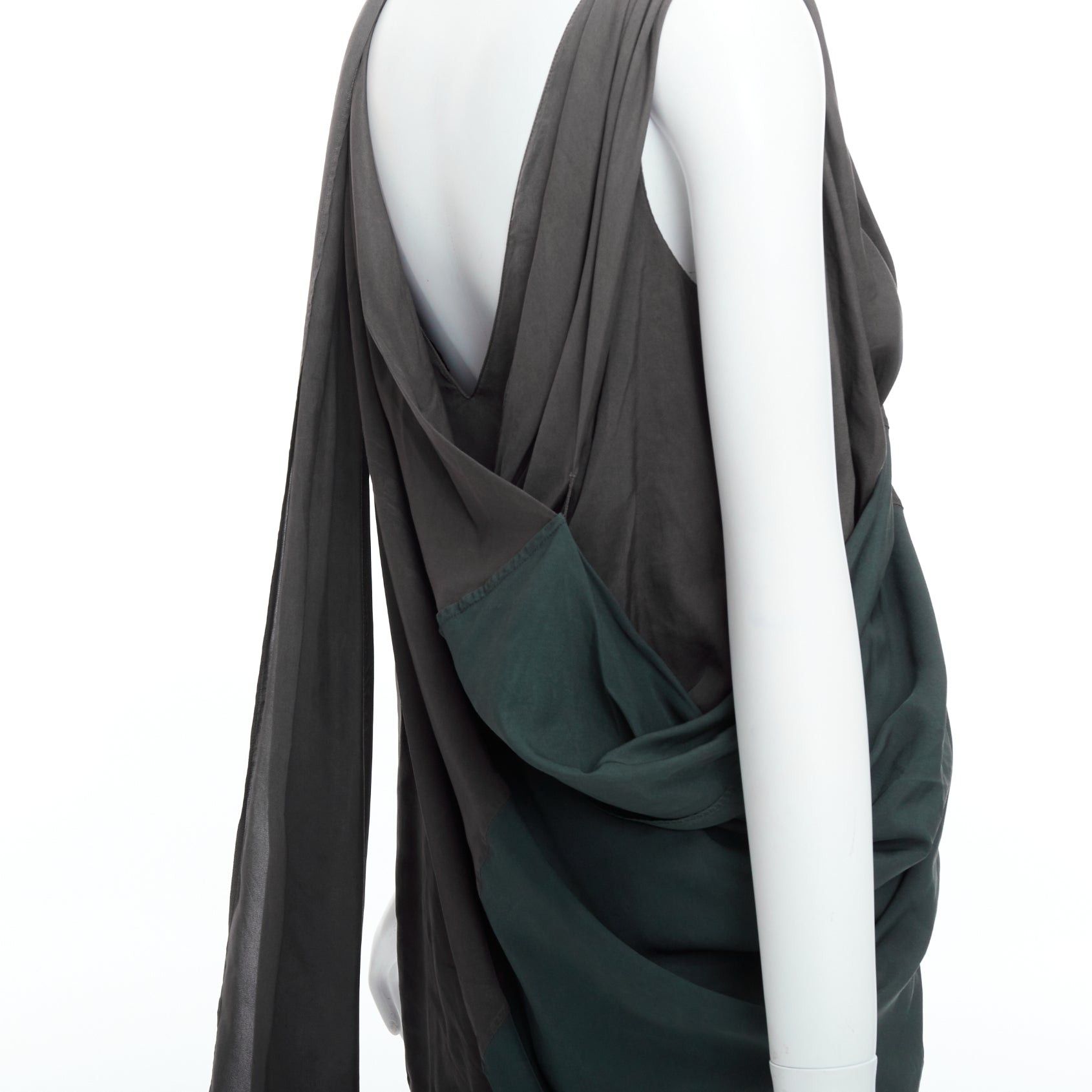 Alexander Wang ALEXANDER WANG grey green cupro draped asymmetric toga dress Sz2 Size S / US 4 / IT 40 - 7 Thumbnail