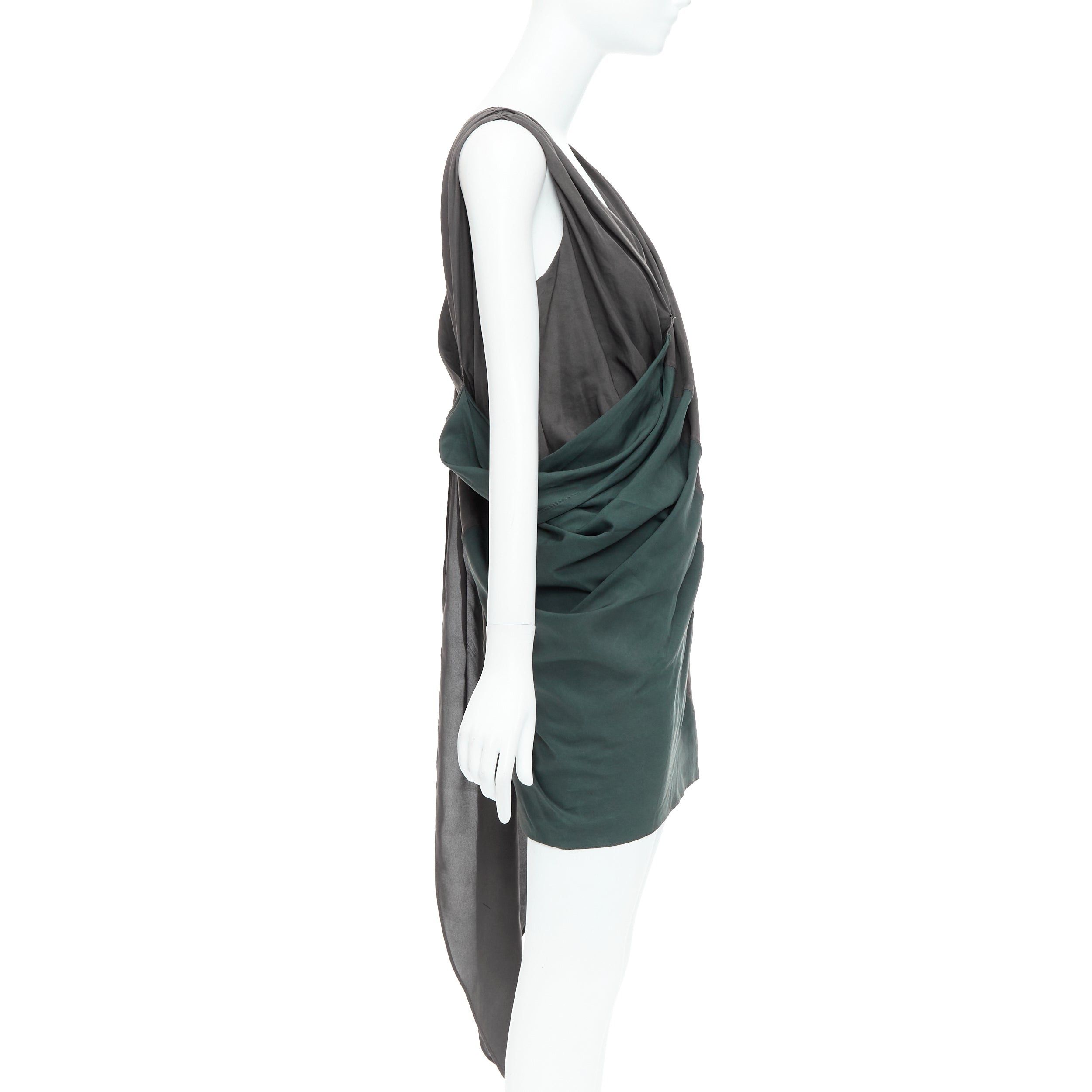 Alexander Wang ALEXANDER WANG grey green cupro draped asymmetric toga dress Sz2 Size S / US 4 / IT 40 - 4 Thumbnail