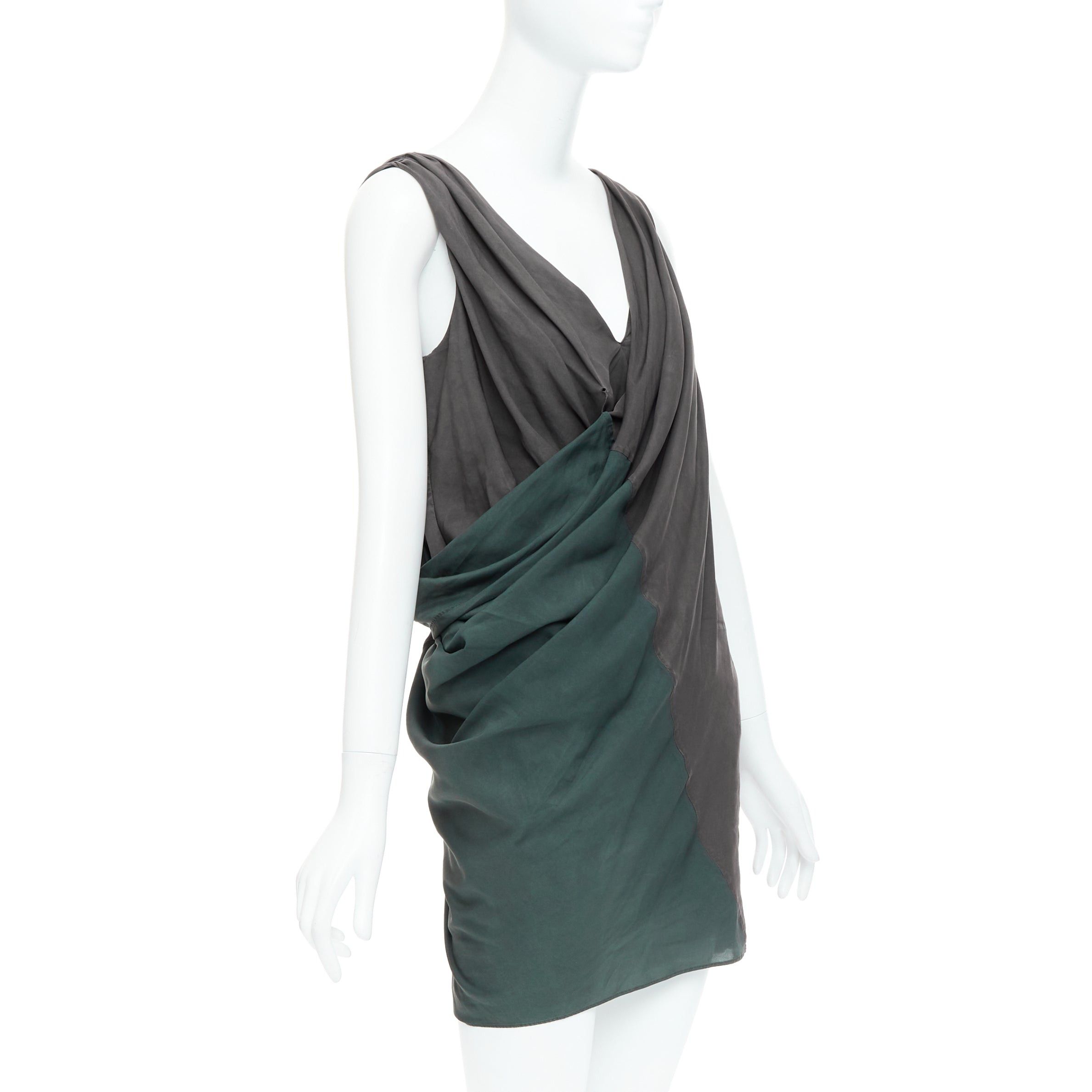 Alexander Wang ALEXANDER WANG grey green cupro draped asymmetric toga dress Sz2 Size S / US 4 / IT 40 - 3 Thumbnail