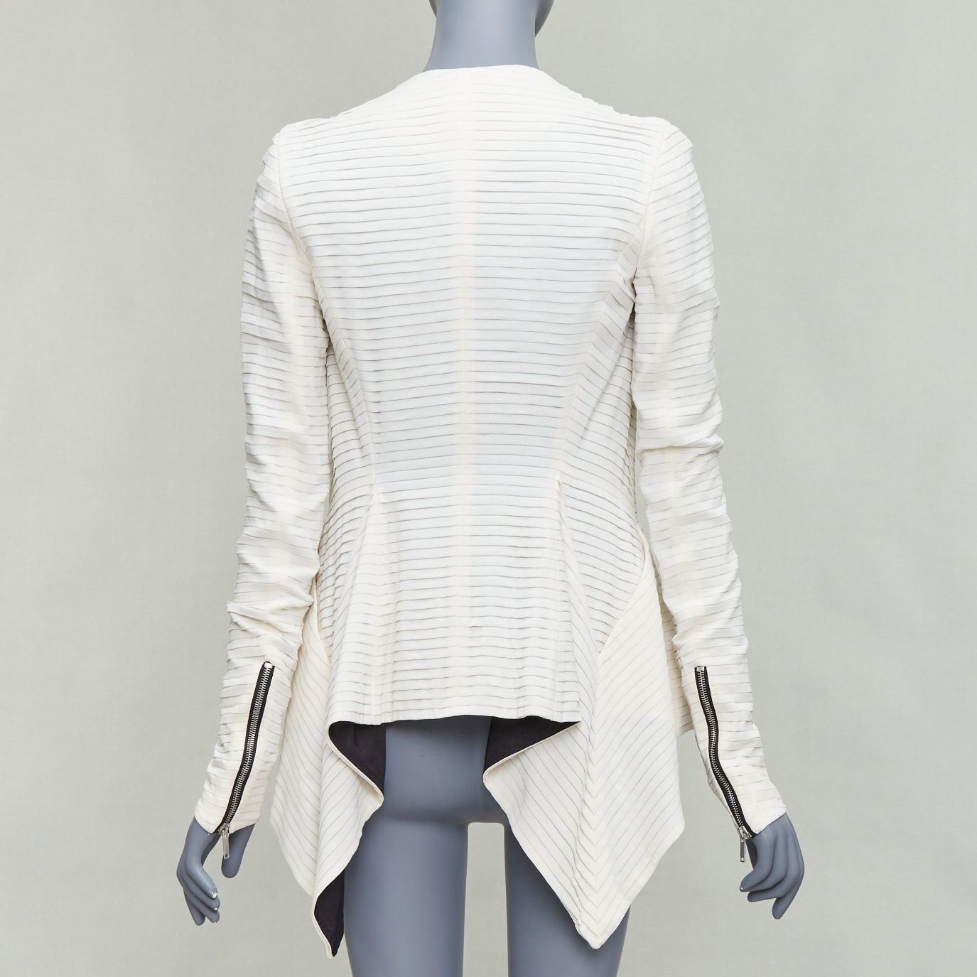 Gareth Pugh rare GARETH PUGH 2009 Runway cream black plisse silk draped biker IT38 XS Size XS / US 0-2 / IT 36-38 - 5 Thumbnail