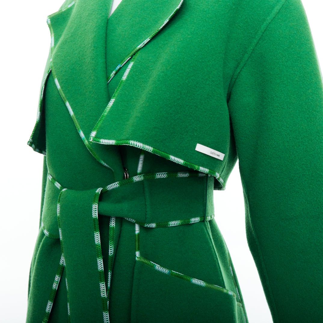 Sportmax SPORTMAX Anniversary Collection handmade virgin wool cashmere green coat IT34 XXS Size XXS / US 00 / IT 34 - 2 Thumbnail