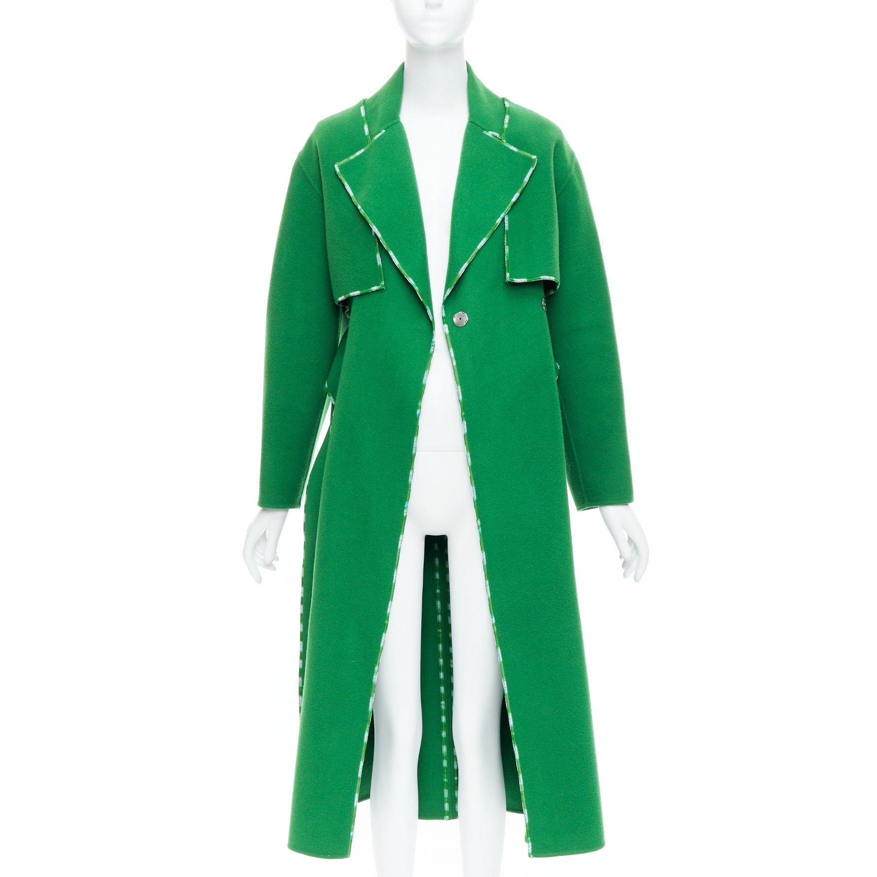 Sportmax SPORTMAX Anniversary Collection handmade virgin wool cashmere green coat IT34 XXS Size XXS / US 00 / IT 34 - 3 Thumbnail