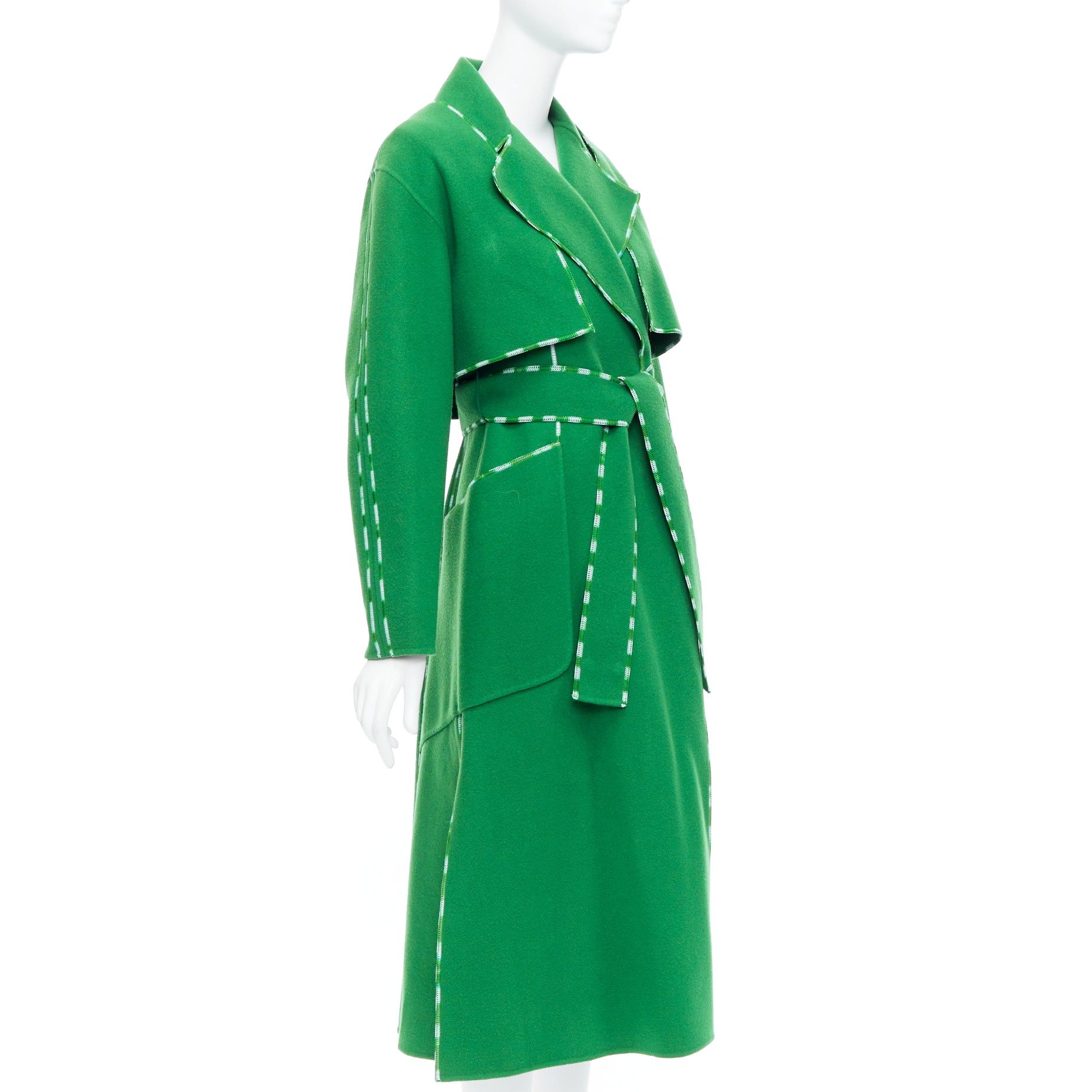 Sportmax SPORTMAX Anniversary Collection handmade virgin wool cashmere green coat IT34 XXS Size XXS / US 00 / IT 34 - 4 Thumbnail