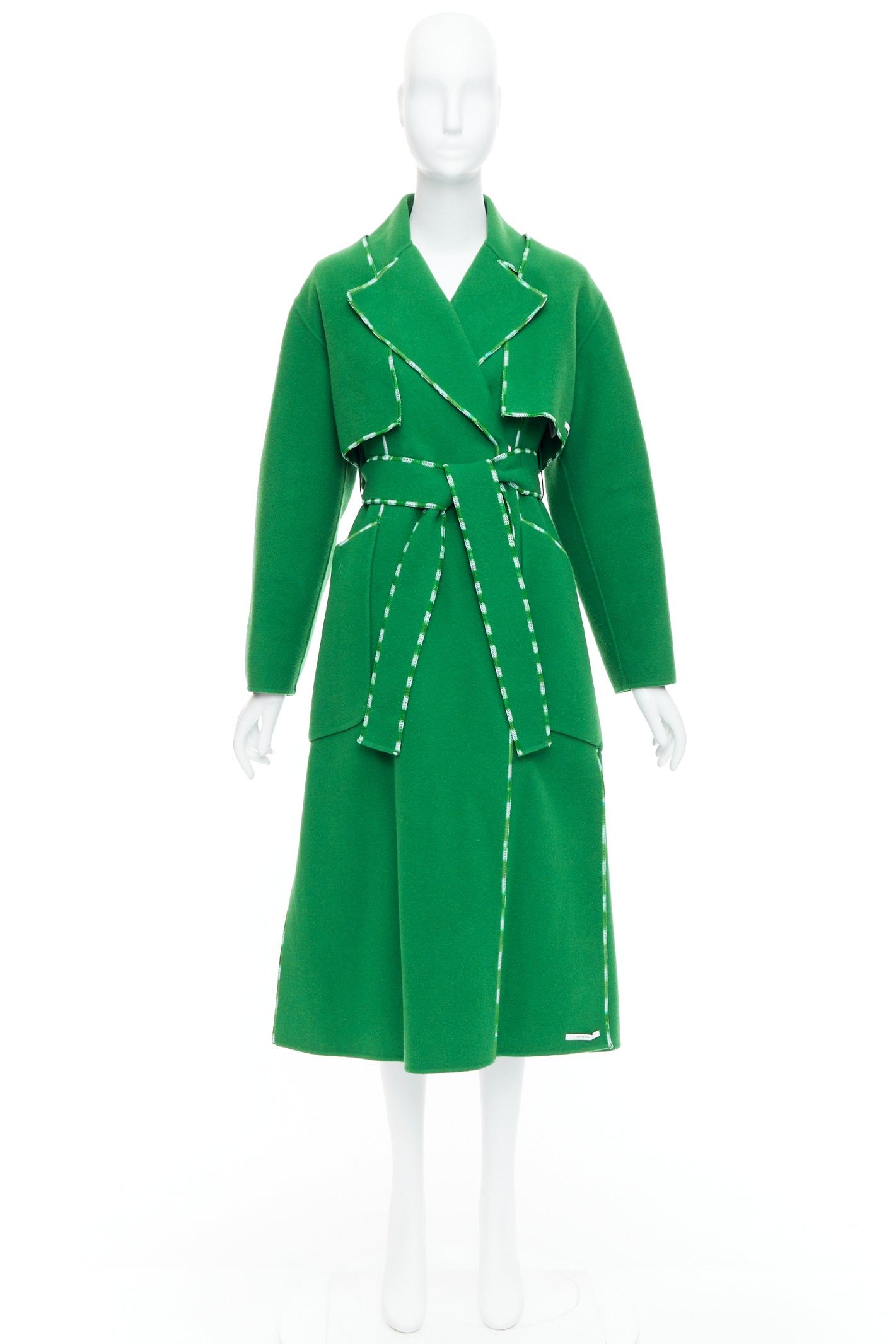Sportmax SPORTMAX Anniversary Collection handmade virgin wool cashmere green coat IT34 XXS Size XXS / US 00 / IT 34 - 11 Thumbnail