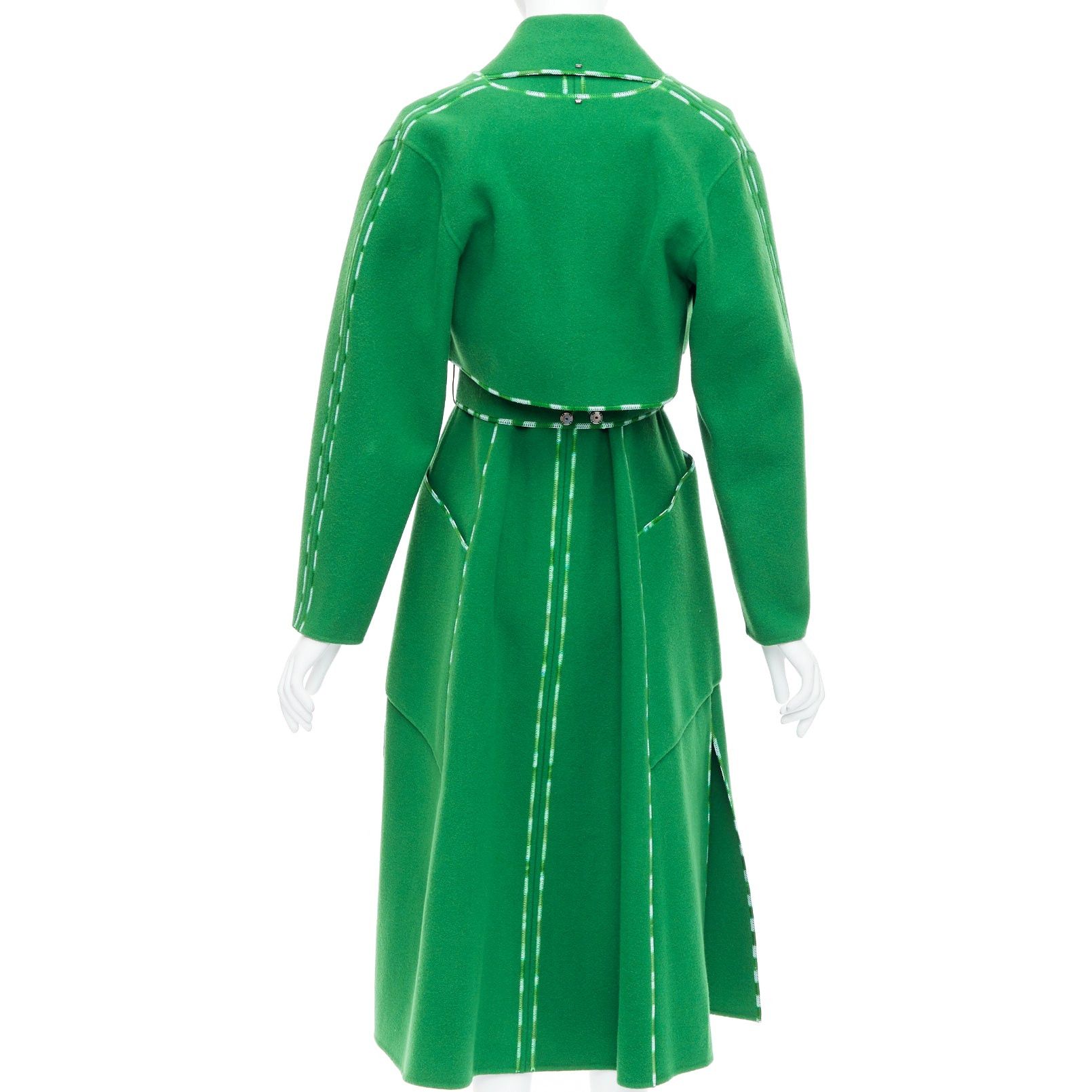 Sportmax SPORTMAX Anniversary Collection handmade virgin wool cashmere green coat IT34 XXS Size XXS / US 00 / IT 34 - 6 Thumbnail