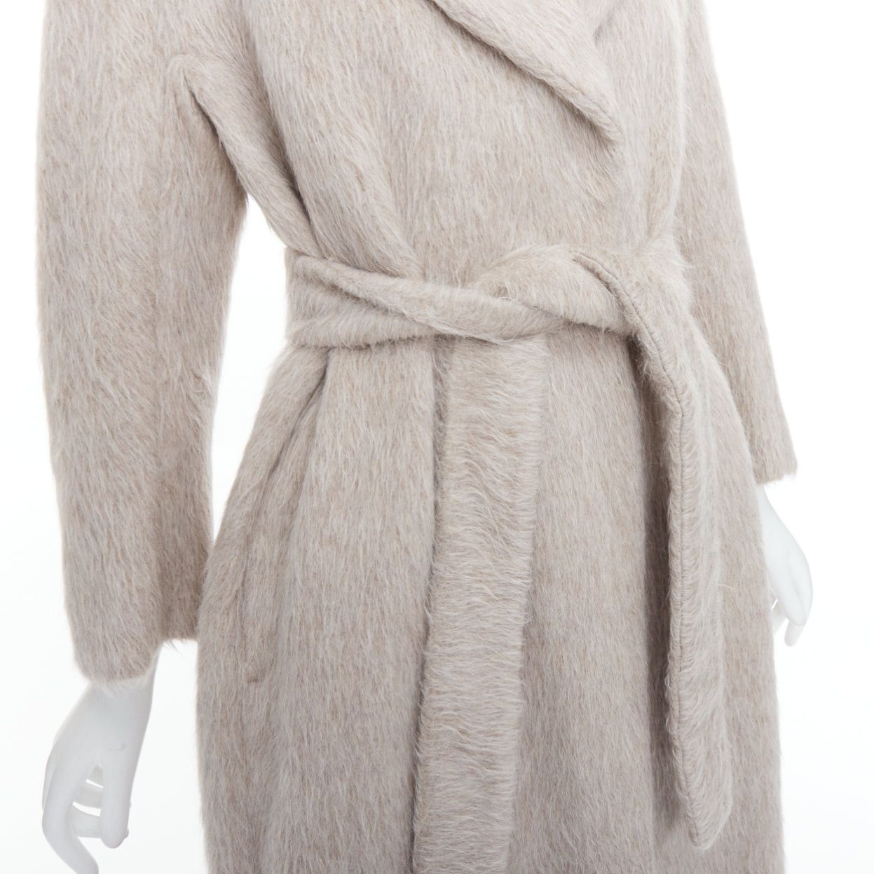 Max Mara MAX MARA S grey alpaca virgin wool spread collar belted long coat IT38 XS Size XS / US 0-2 / IT 36-38 - 2 Thumbnail