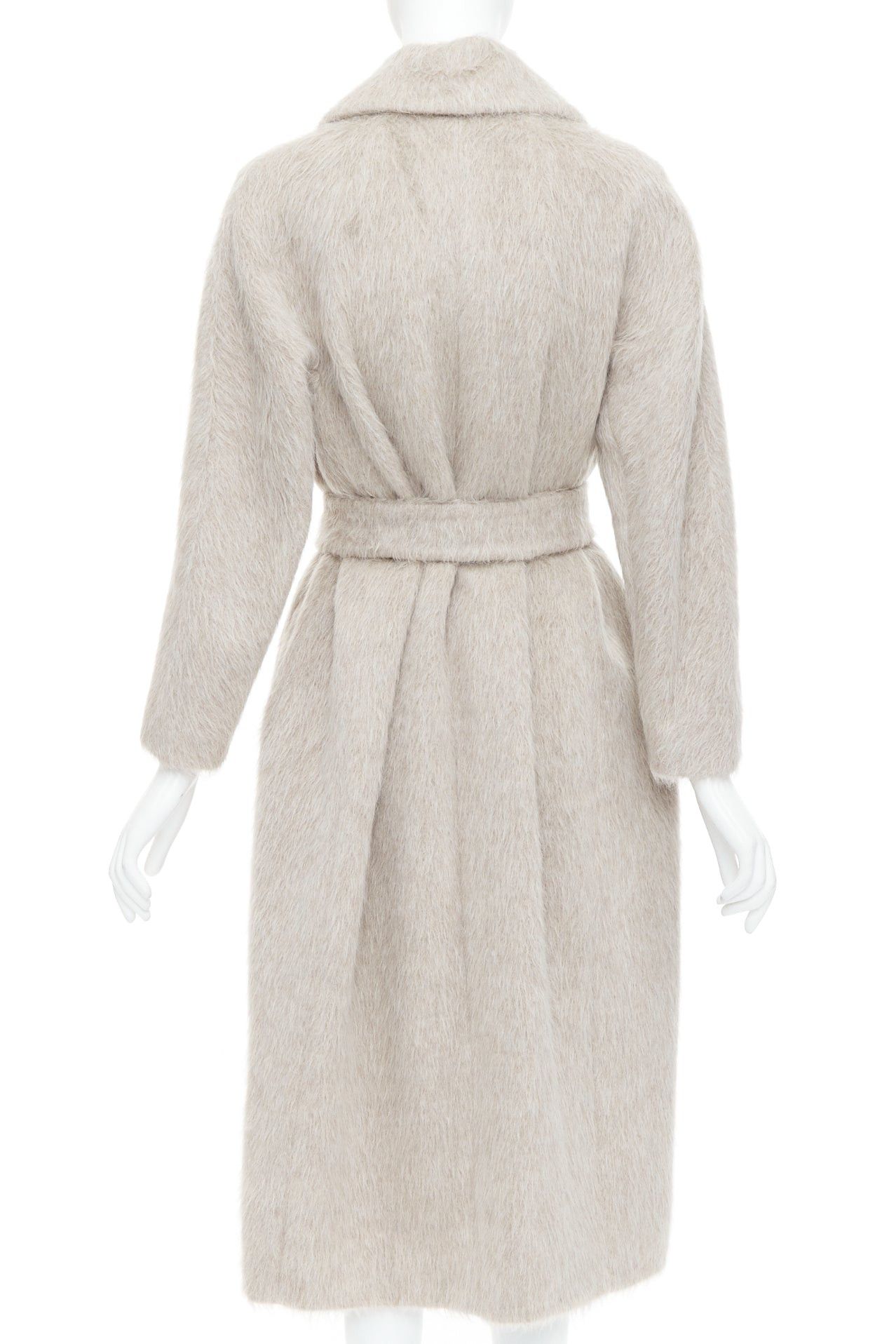 Max Mara MAX MARA S grey alpaca virgin wool spread collar belted long coat IT38 XS Size XS / US 0-2 / IT 36-38 - 5 Thumbnail