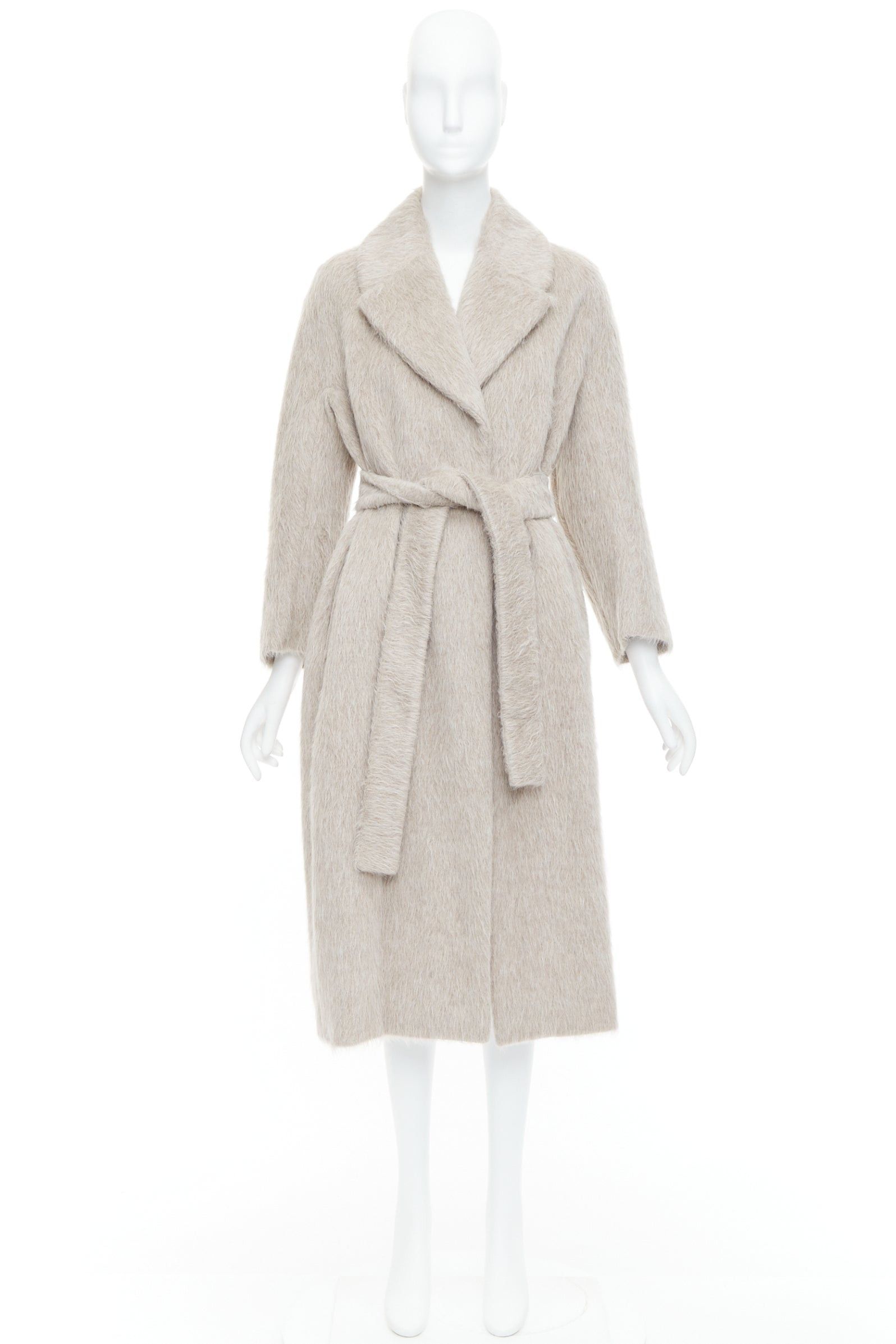 Max Mara MAX MARA S grey alpaca virgin wool spread collar belted long coat IT38 XS Size XS / US 0-2 / IT 36-38 - 9 Thumbnail