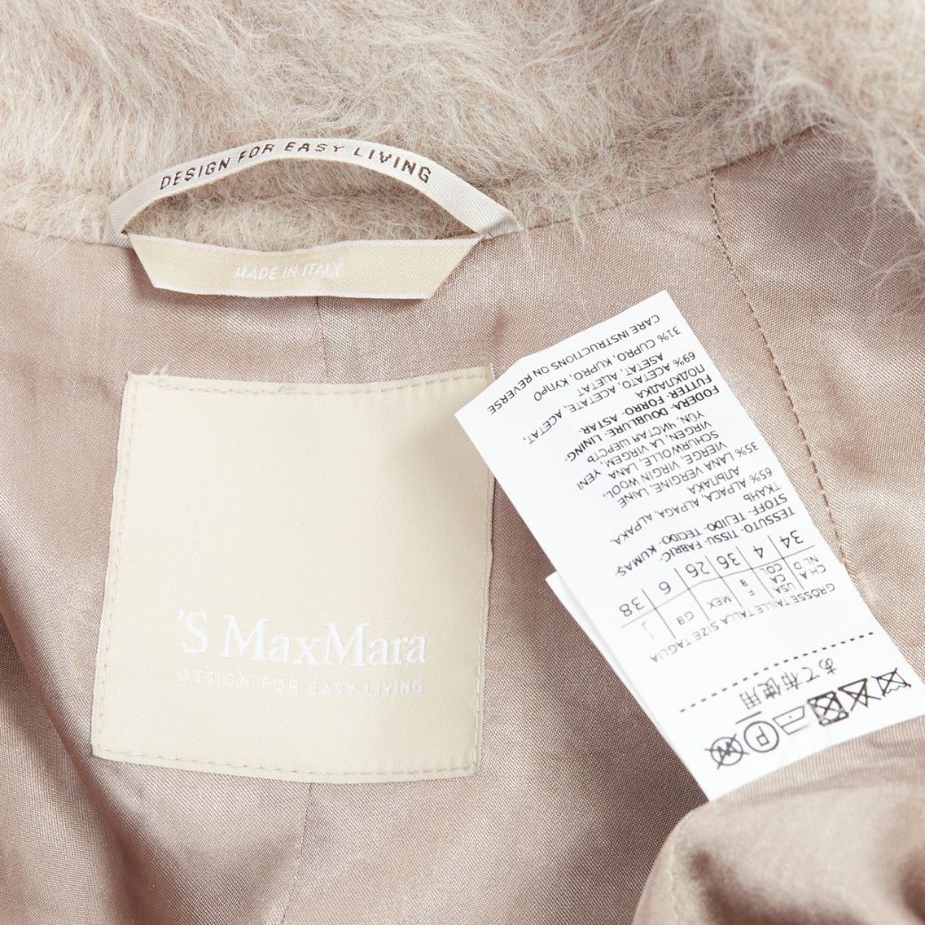 Max Mara MAX MARA S grey alpaca virgin wool spread collar belted long coat IT38 XS Size XS / US 0-2 / IT 36-38 - 8 Thumbnail