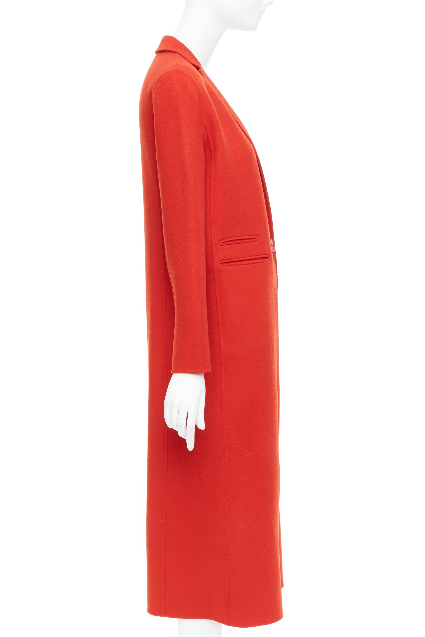 Maje MAJE red wool blend peak lapel pocketed long coat jacket FR36 XS Size S / US 4 / IT 40 - 4 Thumbnail