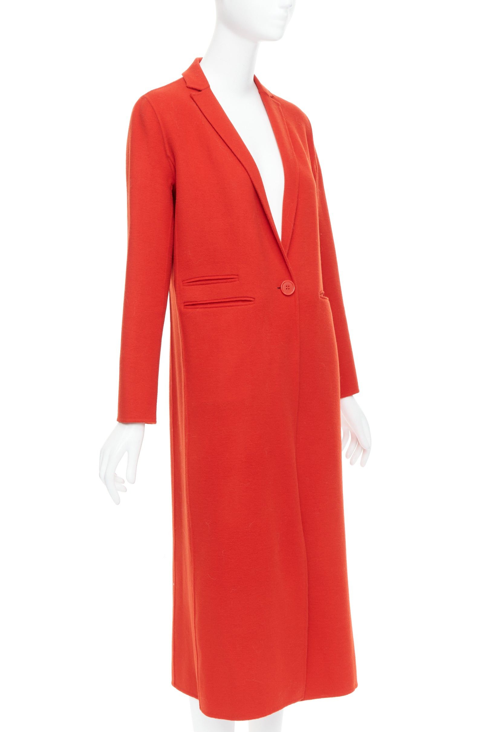 Maje MAJE red wool blend peak lapel pocketed long coat jacket FR36 XS Size S / US 4 / IT 40 - 3 Thumbnail