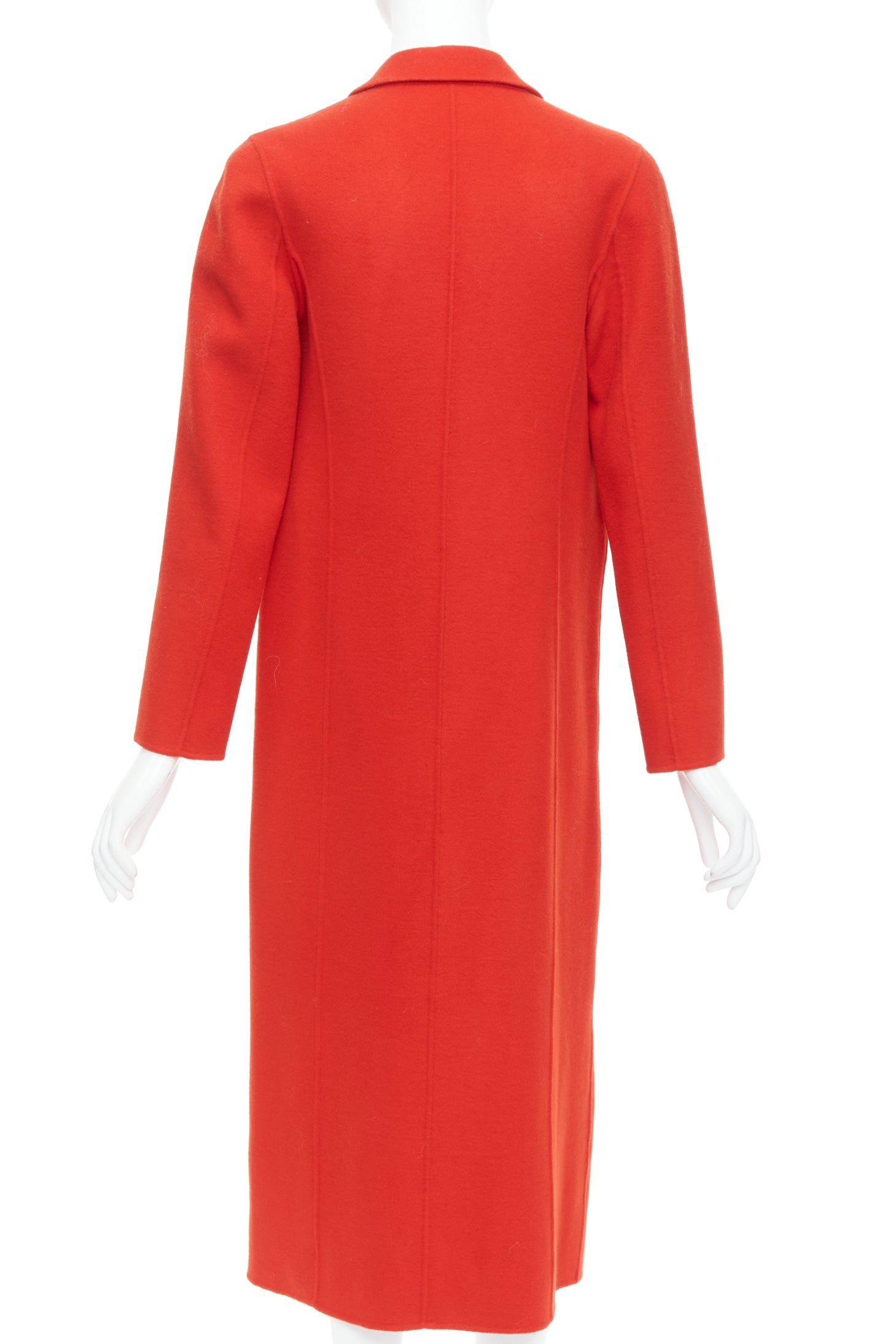 Maje MAJE red wool blend peak lapel pocketed long coat jacket FR36 XS Size S / US 4 / IT 40 - 5 Thumbnail