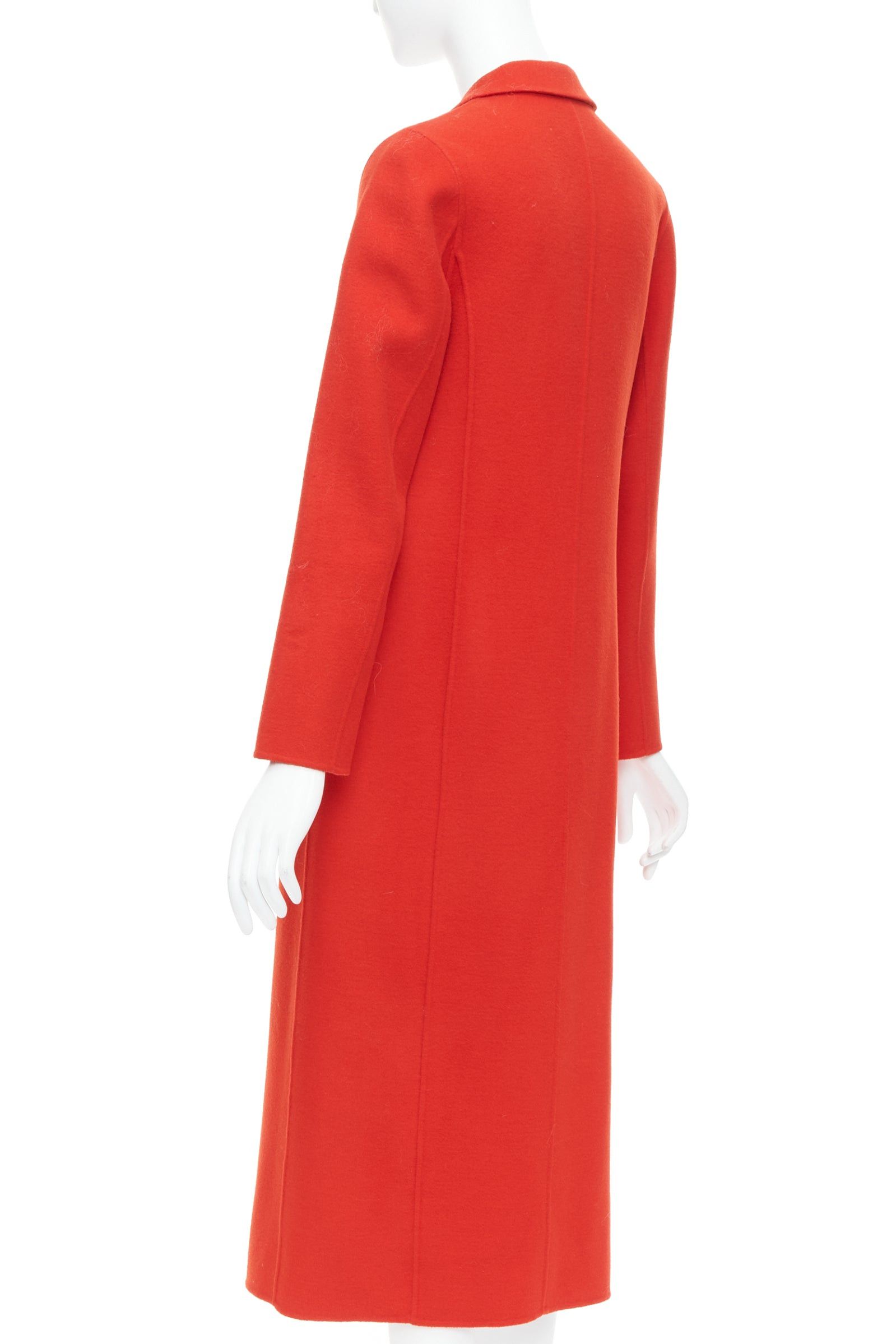 Maje MAJE red wool blend peak lapel pocketed long coat jacket FR36 XS Size S / US 4 / IT 40 - 6 Thumbnail