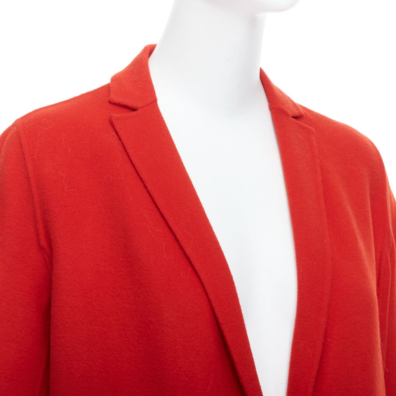 Maje MAJE red wool blend peak lapel pocketed long coat jacket FR36 XS Size S / US 4 / IT 40 - 7 Thumbnail
