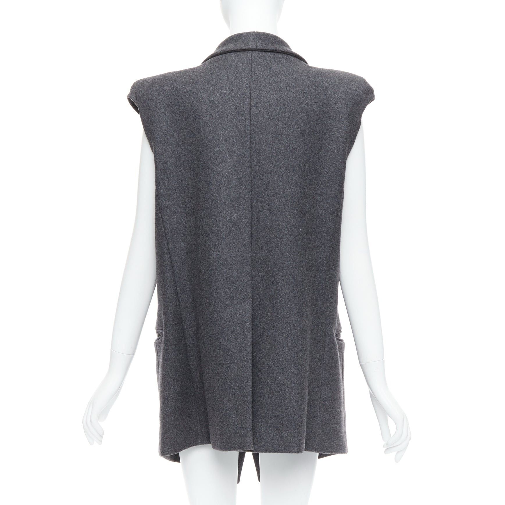 Other ARMAND BASI ONE grey wool padded shoulder sleeveless plunge collar vest coat FR36 S Size S / US 4 / IT 40 - 5 Thumbnail