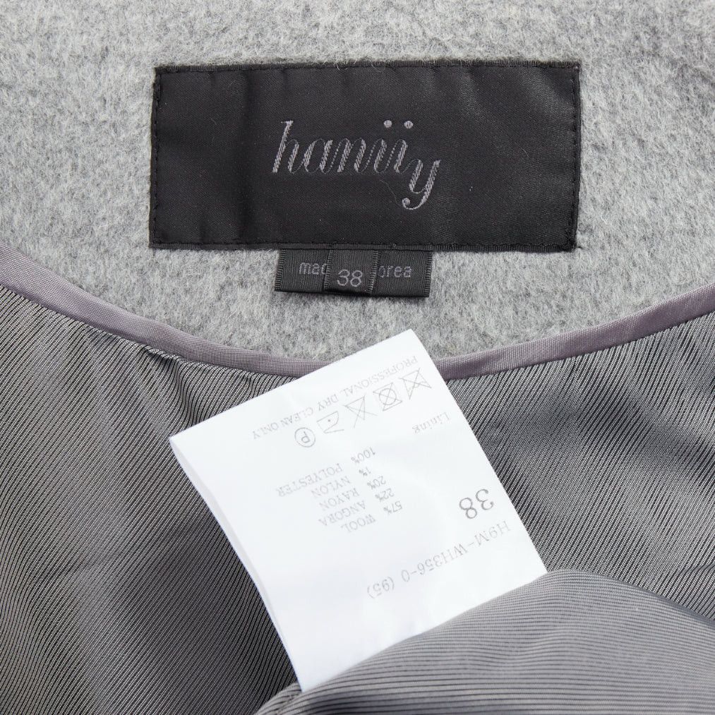 Other HANII Y grey wool angora oversized gun flap belted coat FR38 S Size M / US 6-8 / IT 42-44 - 9 Thumbnail