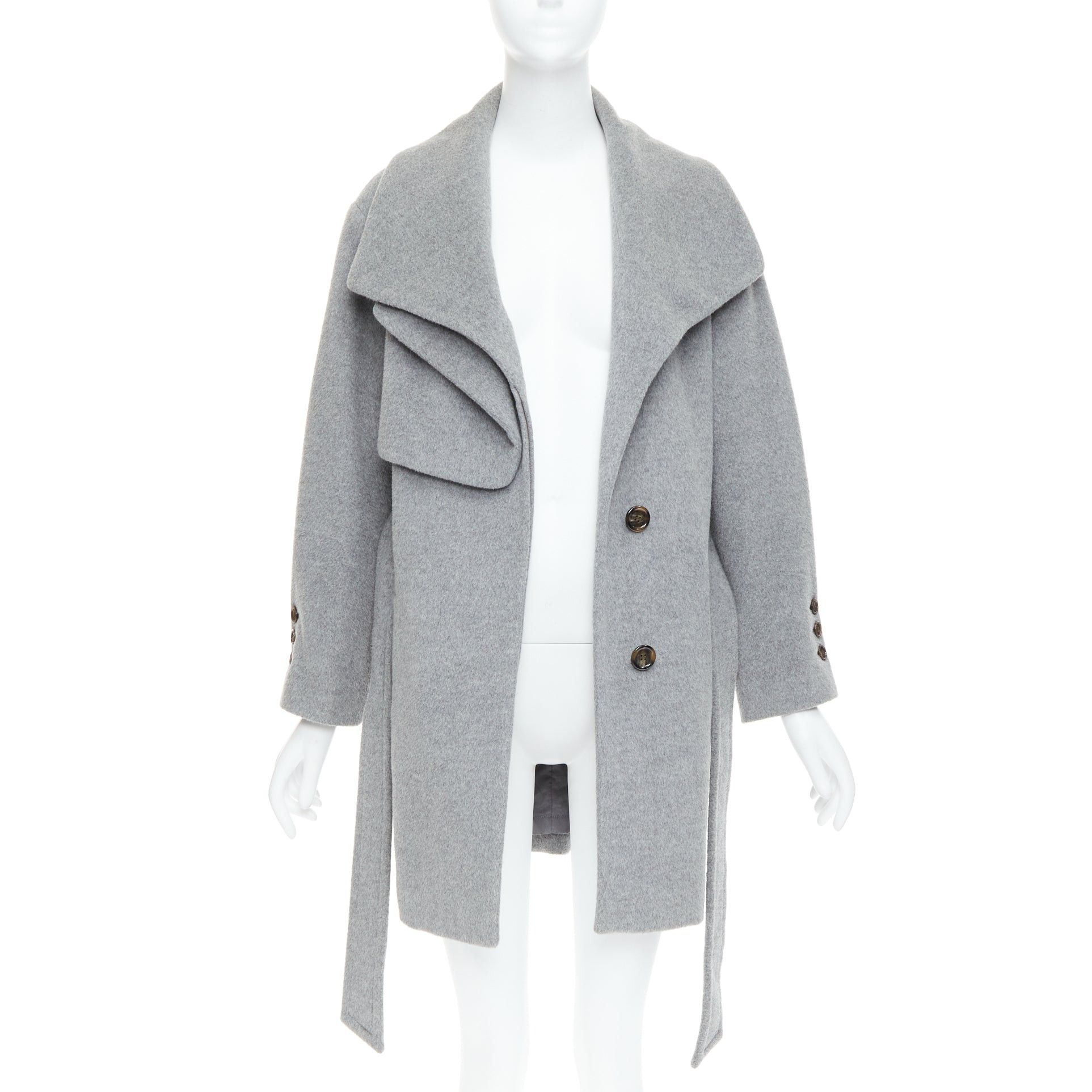 Other HANII Y grey wool angora oversized gun flap belted coat FR38 S Size M / US 6-8 / IT 42-44 - 3 Thumbnail