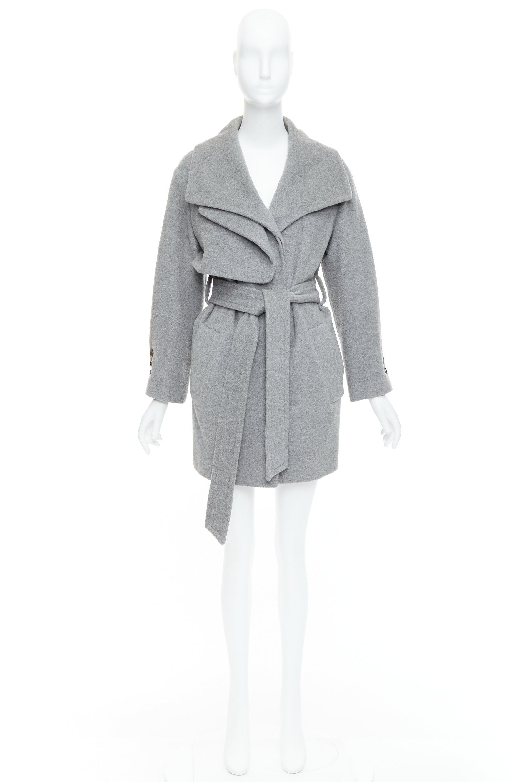 Other HANII Y grey wool angora oversized gun flap belted coat FR38 S Size M / US 6-8 / IT 42-44 - 10 Thumbnail