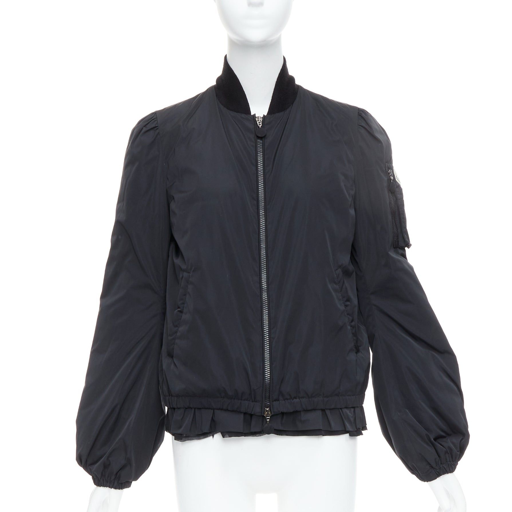 Moncler MONCLER G32-003 black logo puffer mesh trim nylon bomber Sz.2 M Size M / US 6-8 / IT 42-44 - 3 Thumbnail