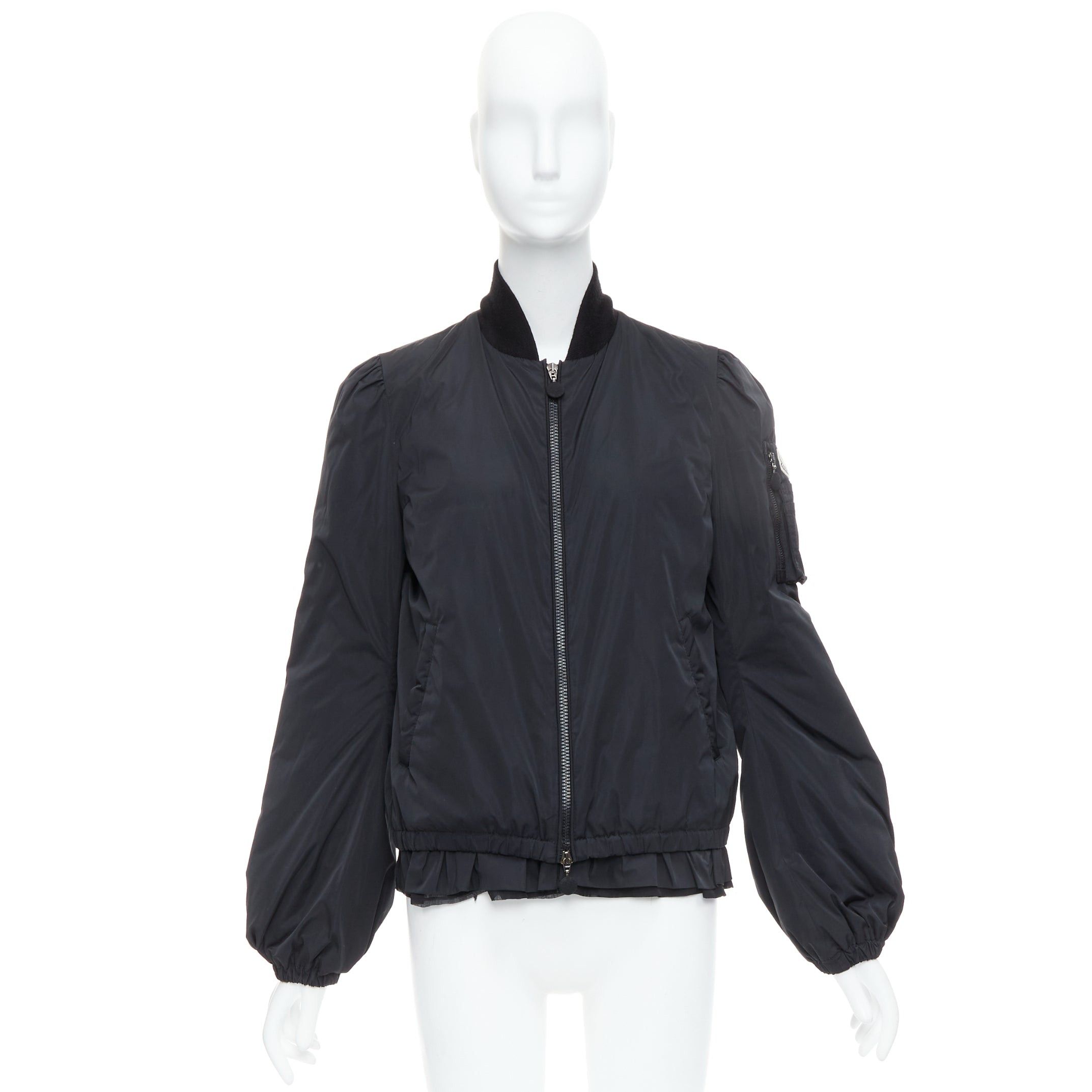 Moncler MONCLER G32-003 black logo puffer mesh trim nylon bomber Sz.2 M Size M / US 6-8 / IT 42-44 - 10 Thumbnail