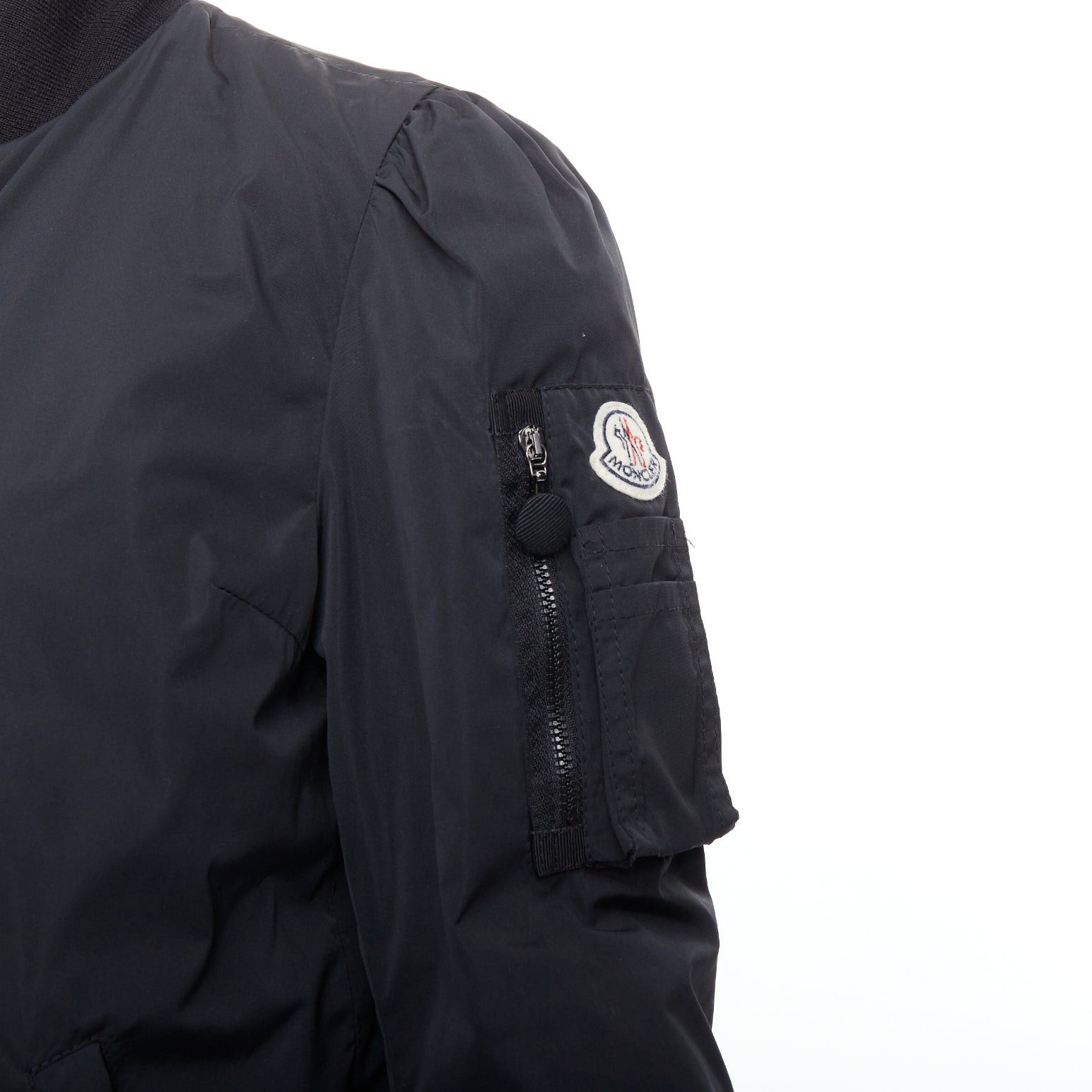 Moncler MONCLER G32-003 black logo puffer mesh trim nylon bomber Sz.2 M Size M / US 6-8 / IT 42-44 - 8 Thumbnail