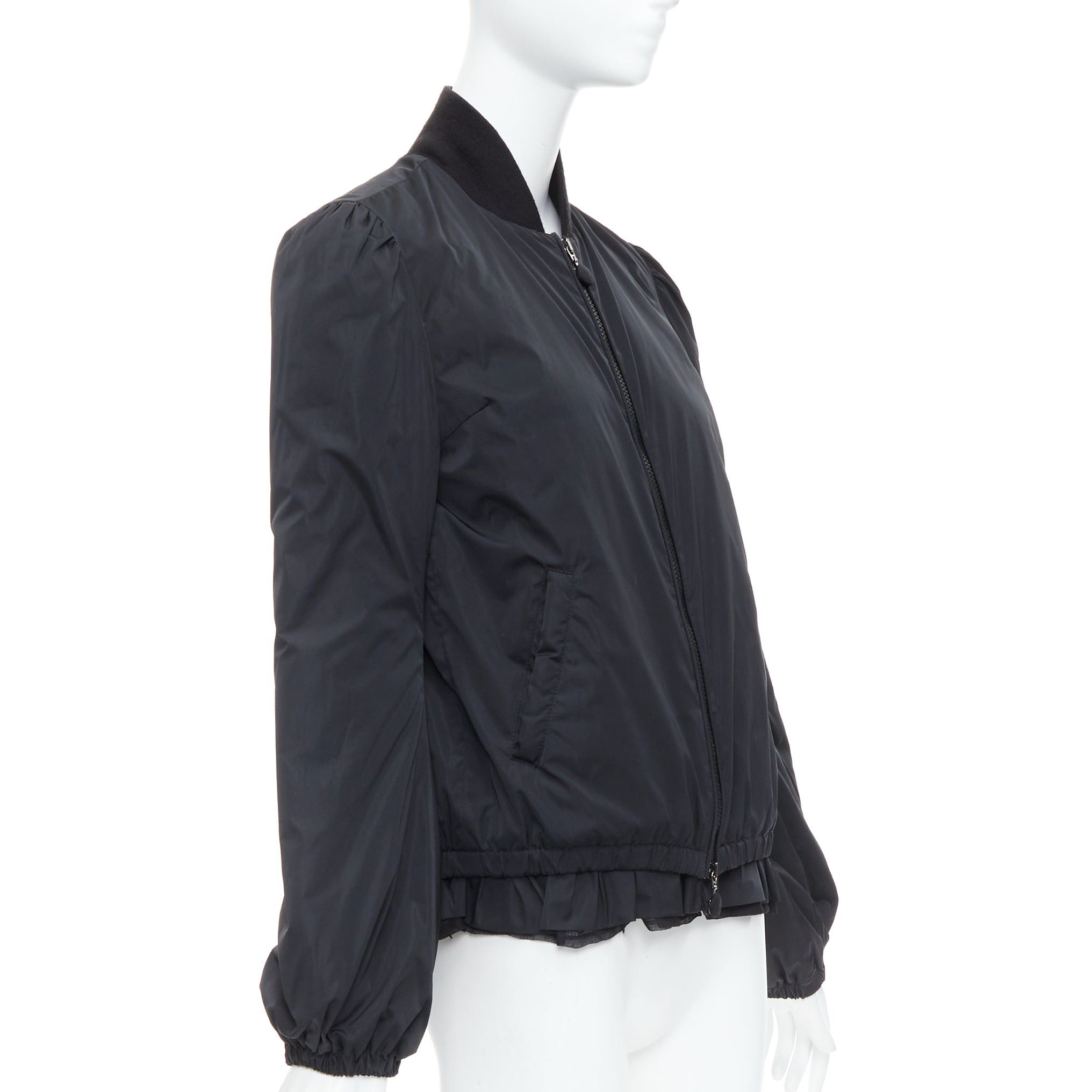 Moncler MONCLER G32-003 black logo puffer mesh trim nylon bomber Sz.2 M Size M / US 6-8 / IT 42-44 - 4 Thumbnail