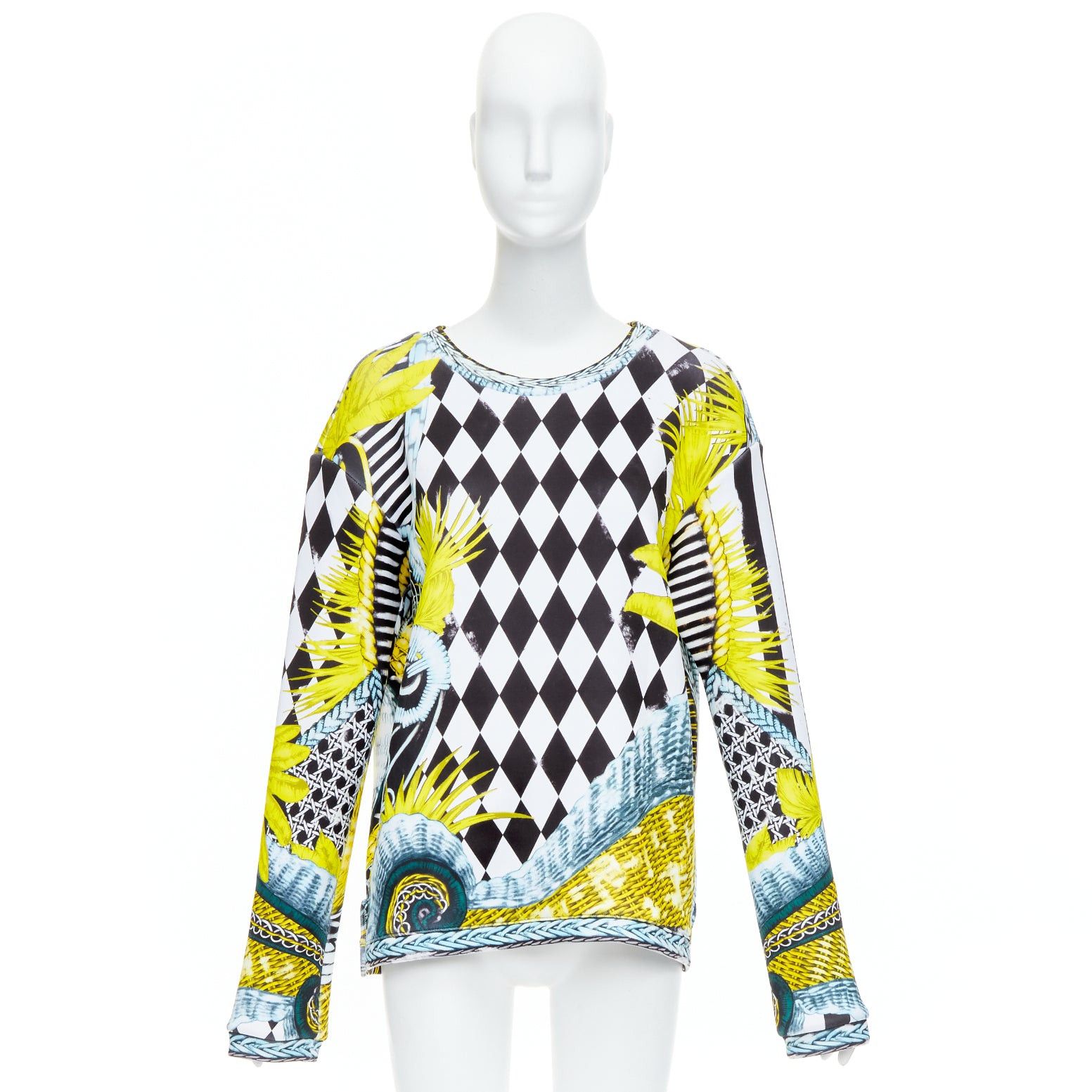 Balmain BALMAIN yellow blue checkerboard barocco neoprene pullover FR38 M Size M / US 6-8 / IT 42-44 - 9 Thumbnail