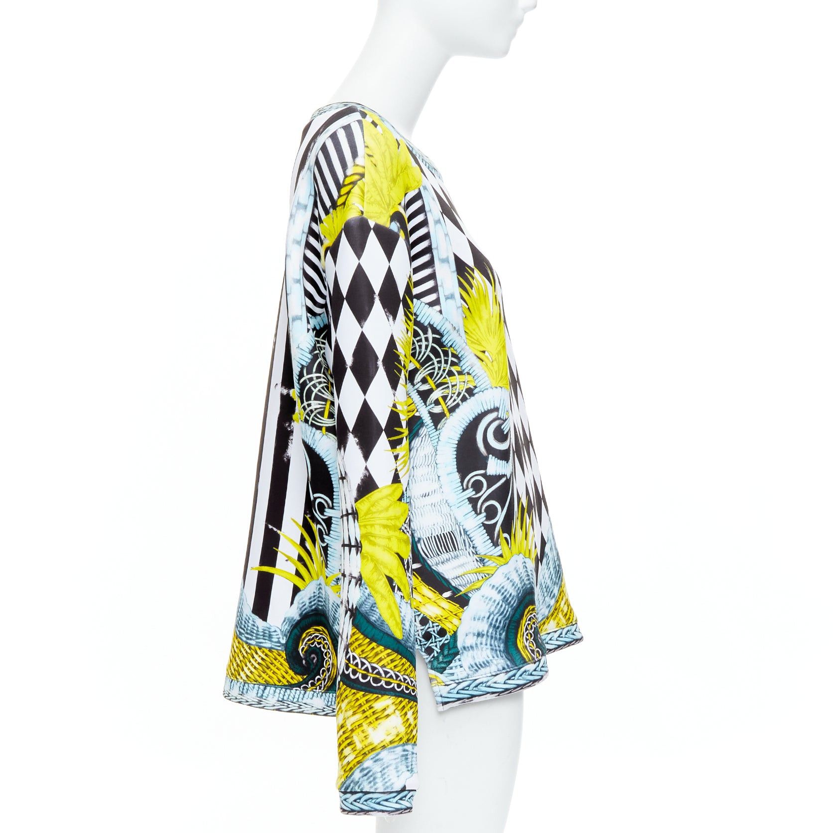 Balmain BALMAIN yellow blue checkerboard barocco neoprene pullover FR38 M Size M / US 6-8 / IT 42-44 - 4 Thumbnail