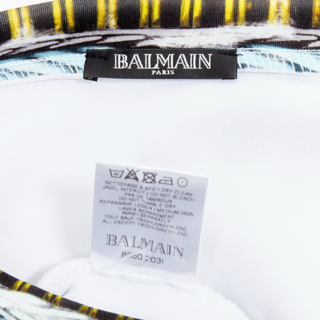 Balmain BALMAIN yellow blue checkerboard barocco neoprene pullover FR38 M Size M / US 6-8 / IT 42-44 - 8 Thumbnail