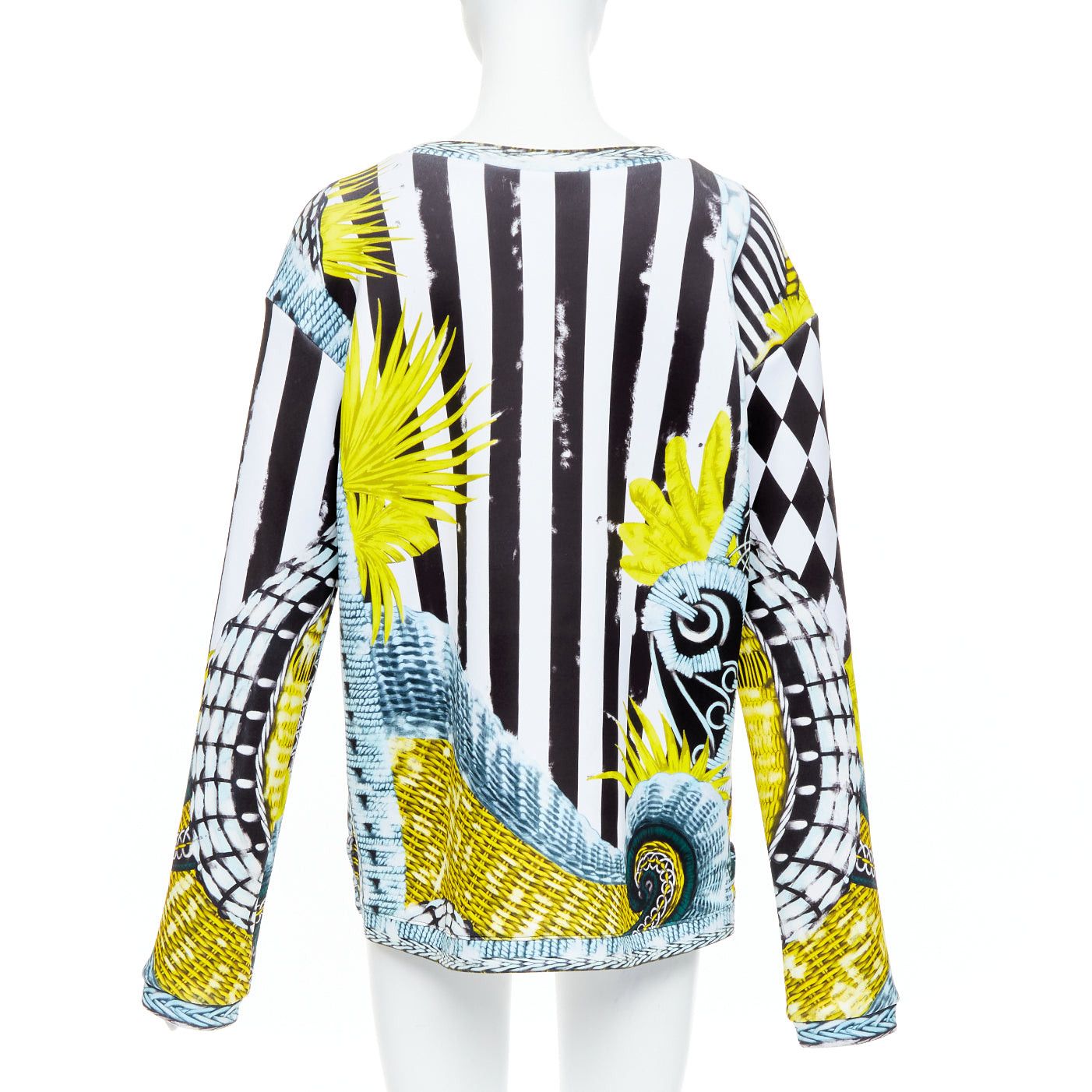 Balmain BALMAIN yellow blue checkerboard barocco neoprene pullover FR38 M Size M / US 6-8 / IT 42-44 - 5 Thumbnail