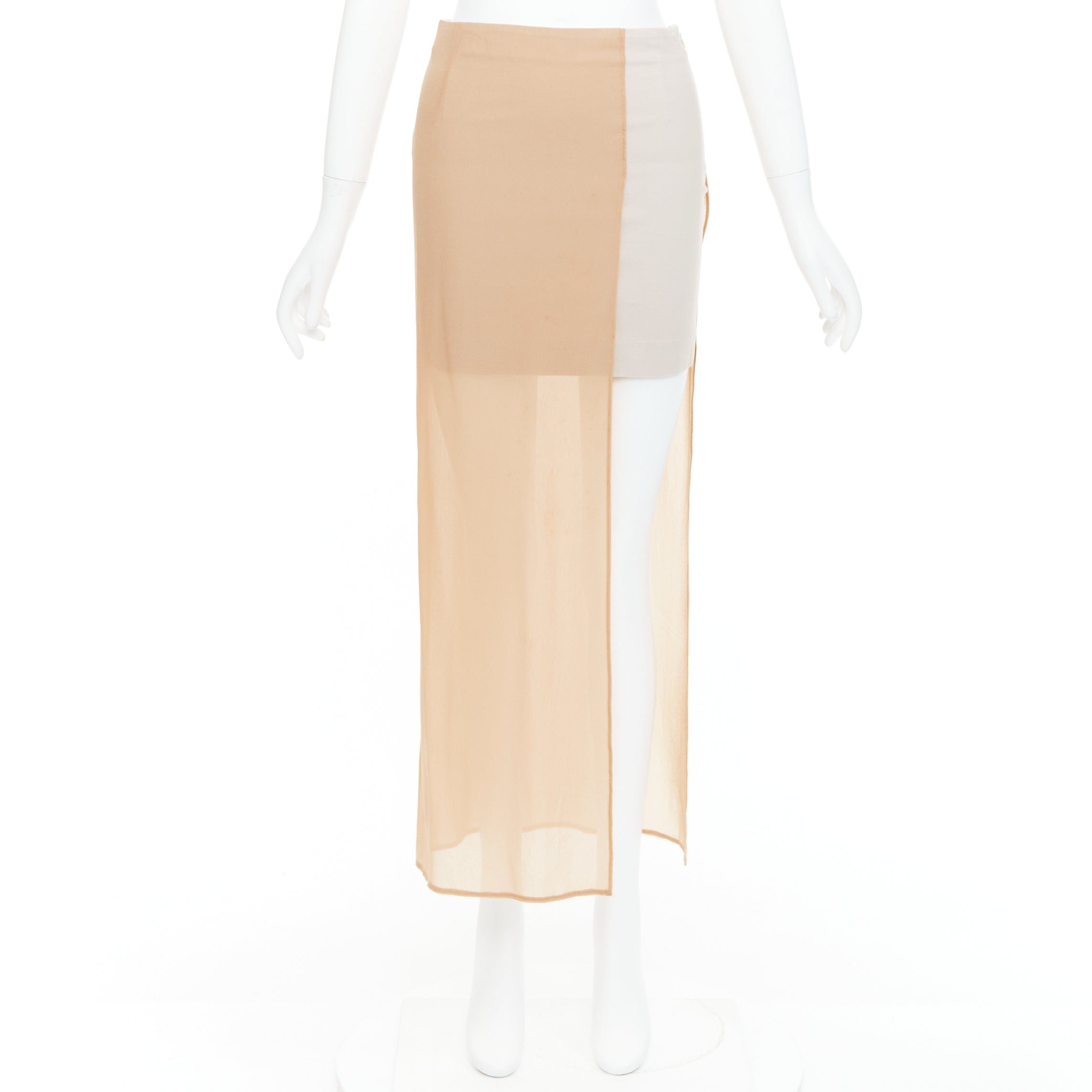 Maison Margiela MAISON MARGIELA 2013 nude cream sheer layered asymmetric skirt IT38 XS Size 28" / US 6 / IT 42 - 9 Thumbnail