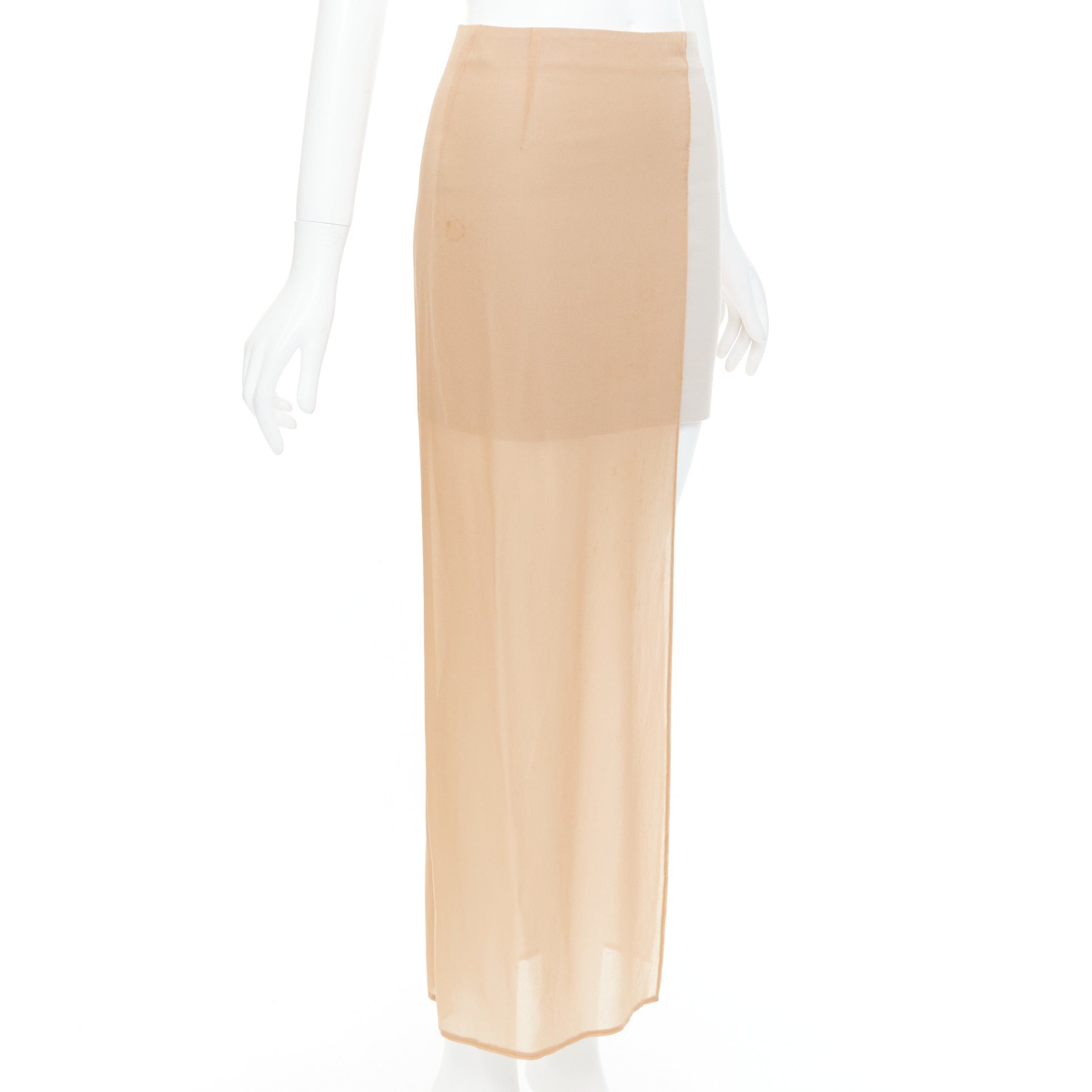 Maison Margiela MAISON MARGIELA 2013 nude cream sheer layered asymmetric skirt IT38 XS Size 28" / US 6 / IT 42 - 3 Thumbnail