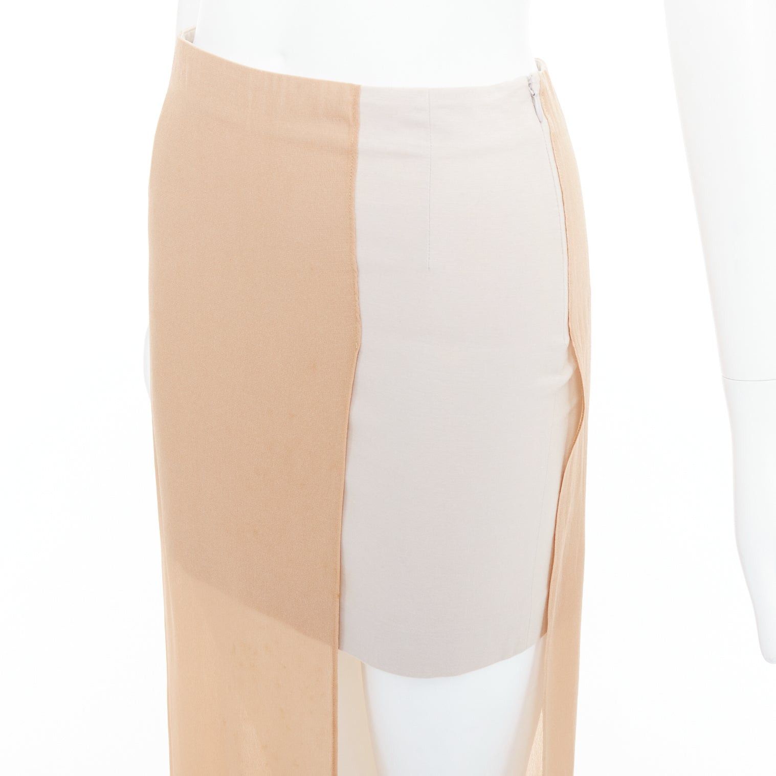 Maison Margiela MAISON MARGIELA 2013 nude cream sheer layered asymmetric skirt IT38 XS Size 28" / US 6 / IT 42 - 2 Thumbnail