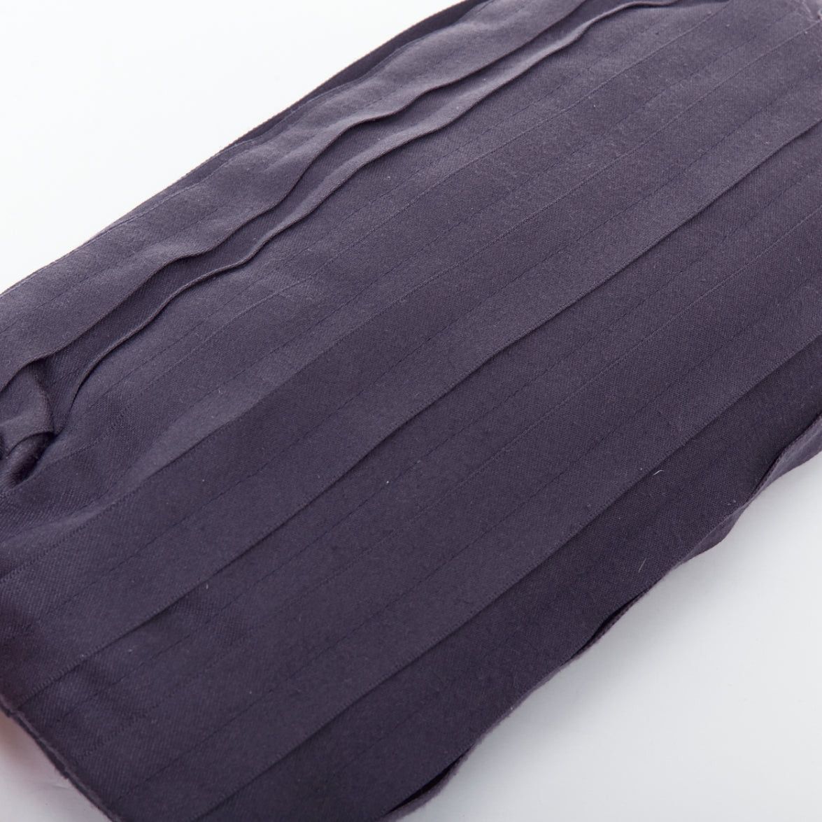 Lanvin LANVIN purple satin pleated fabric silver buckle foldover clutch bag Size ONE SIZE - 7 Thumbnail