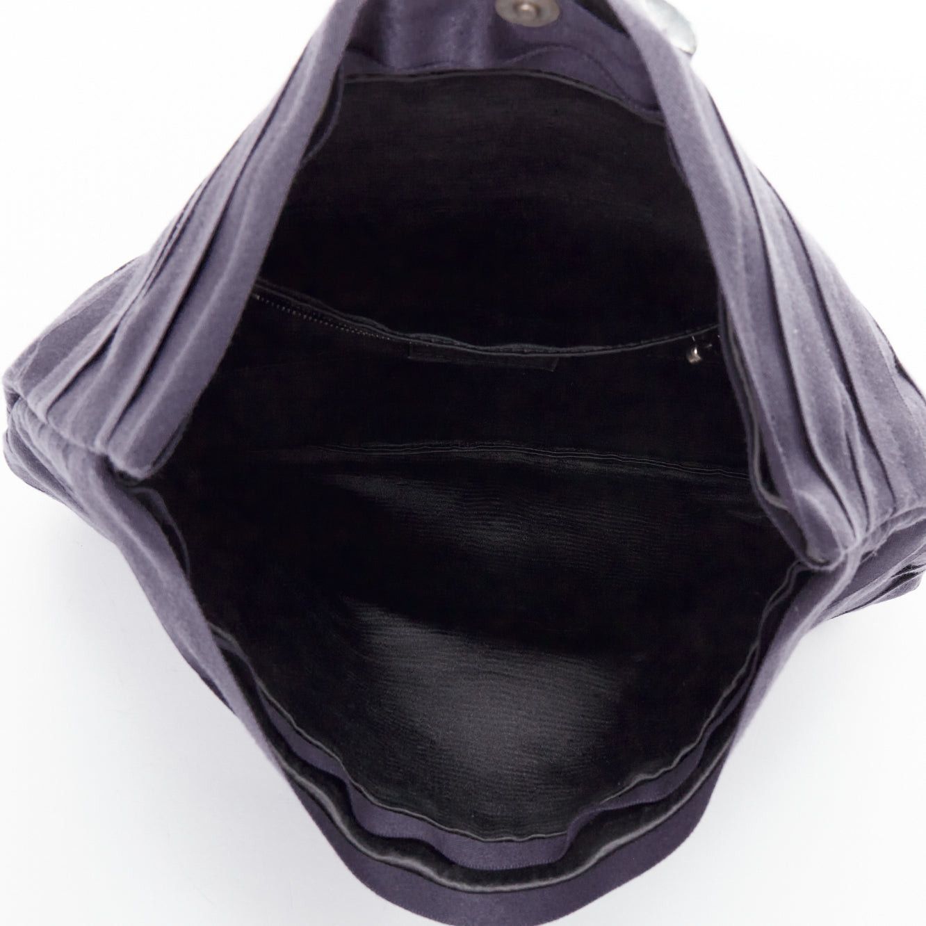 Lanvin LANVIN purple satin pleated fabric silver buckle foldover clutch bag Size ONE SIZE - 8 Thumbnail