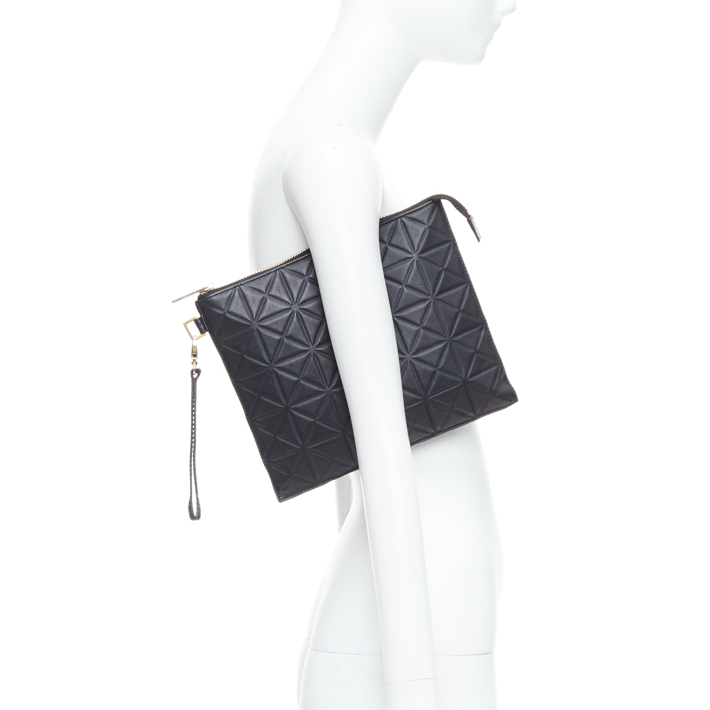 Gareth Pugh rare GARETH PUGH black leather geometric zip wrist clutch bag Size ONE SIZE - 2 Thumbnail