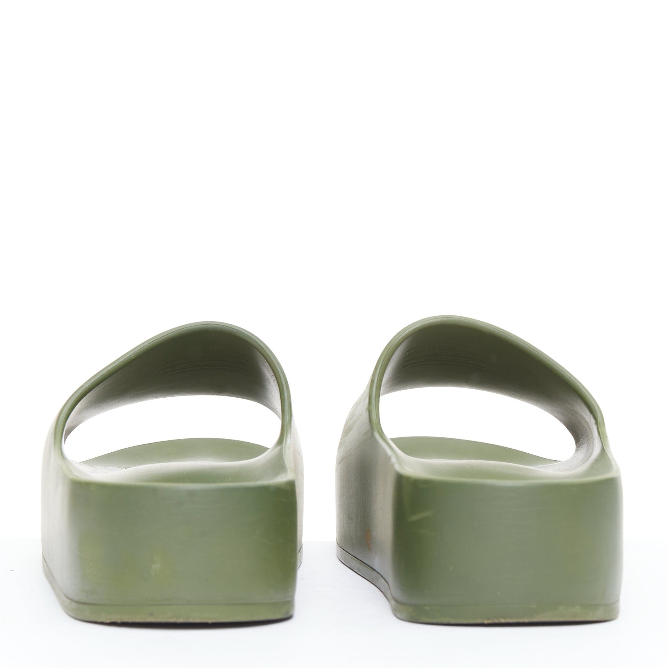 Balenciaga BALENCIAGA Chunky green debossed logo rubber platform pool slides EU36 Size US 6 / IT 36 - 5 Thumbnail