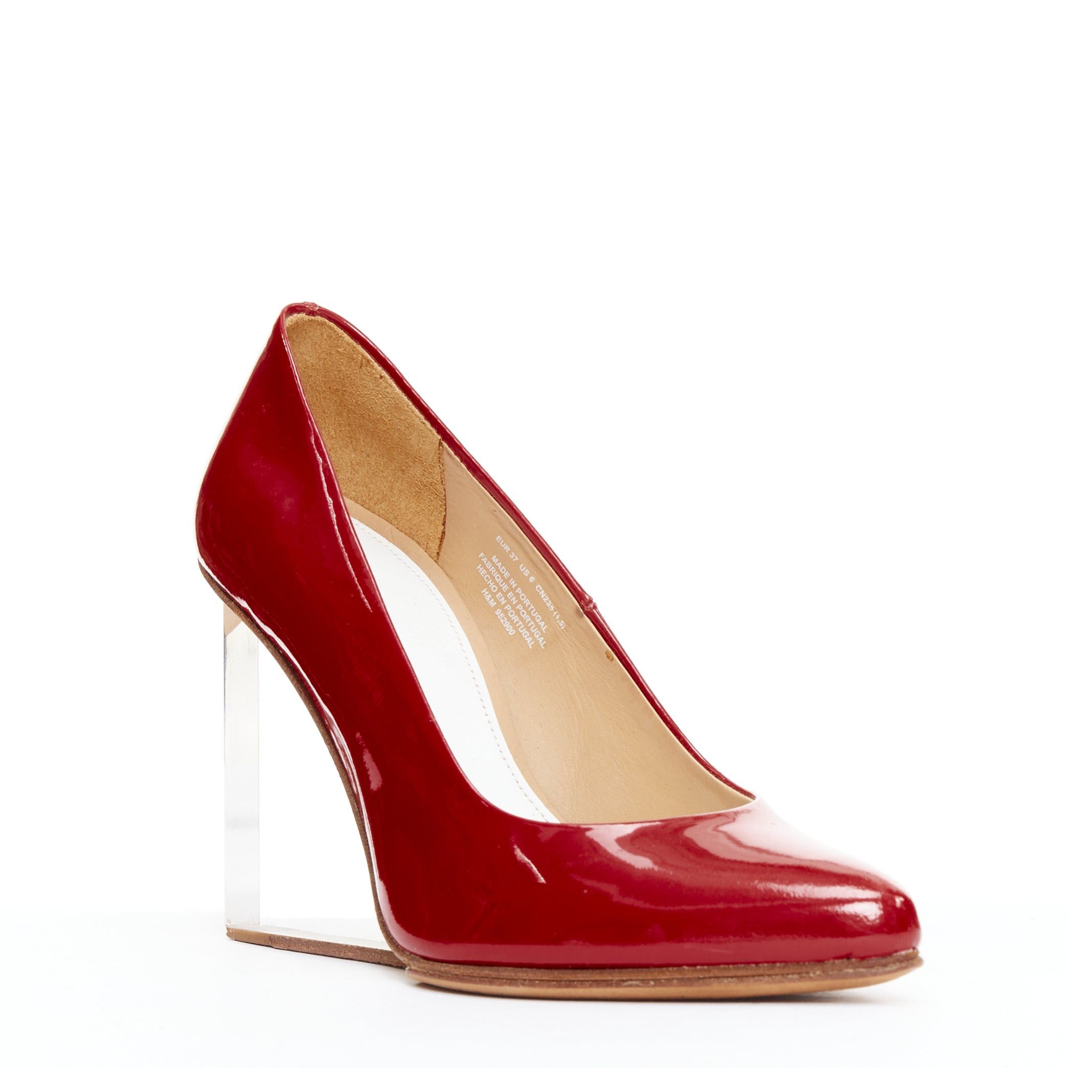 Maison Margiela MAISON MARGIELA H&M Invisible red patent leather perspex clear heel pumps EU37 Size US 7 / IT 37 - 2 Thumbnail