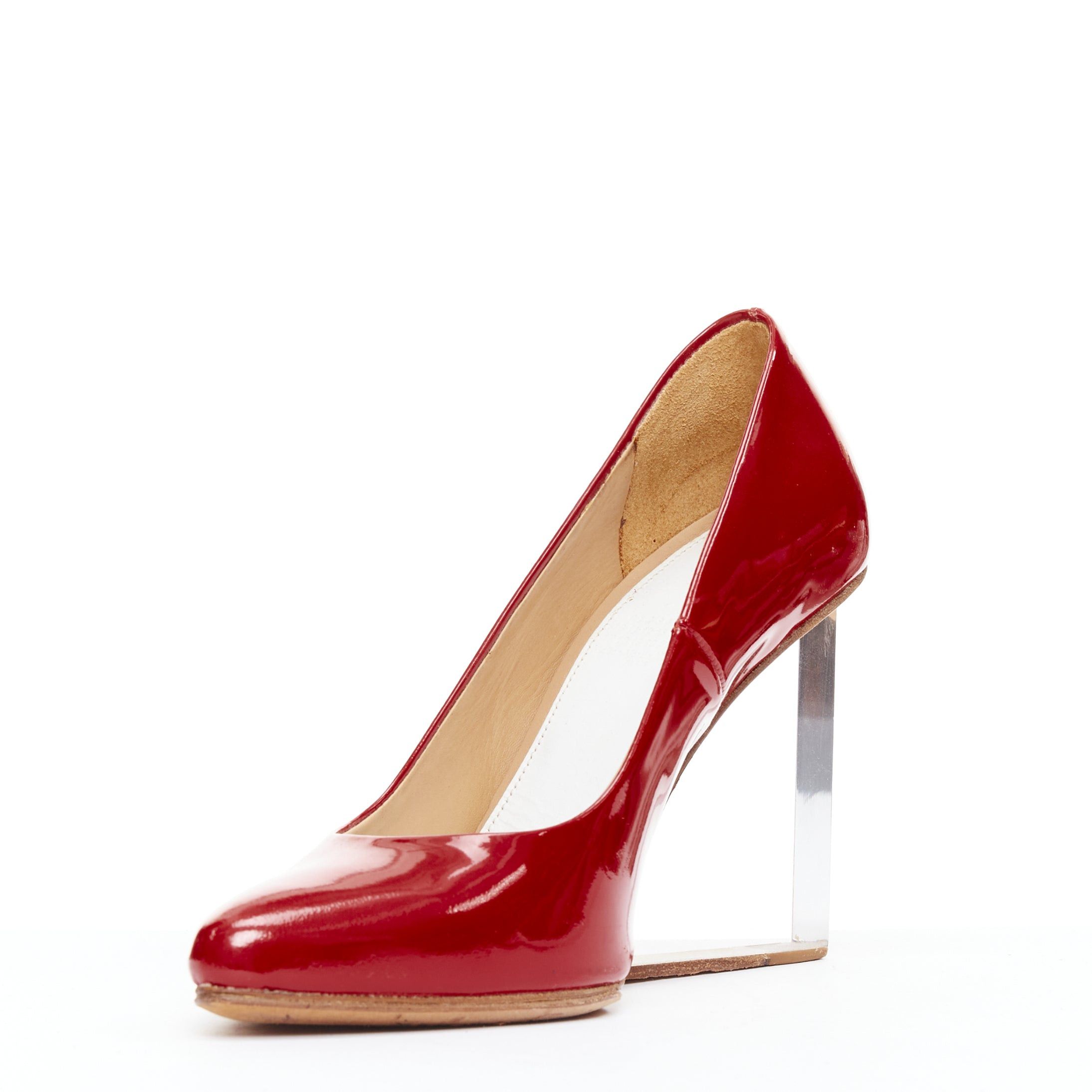 Maison Margiela MAISON MARGIELA H&M Invisible red patent leather perspex clear heel pumps EU37 Size US 7 / IT 37 - 3 Thumbnail