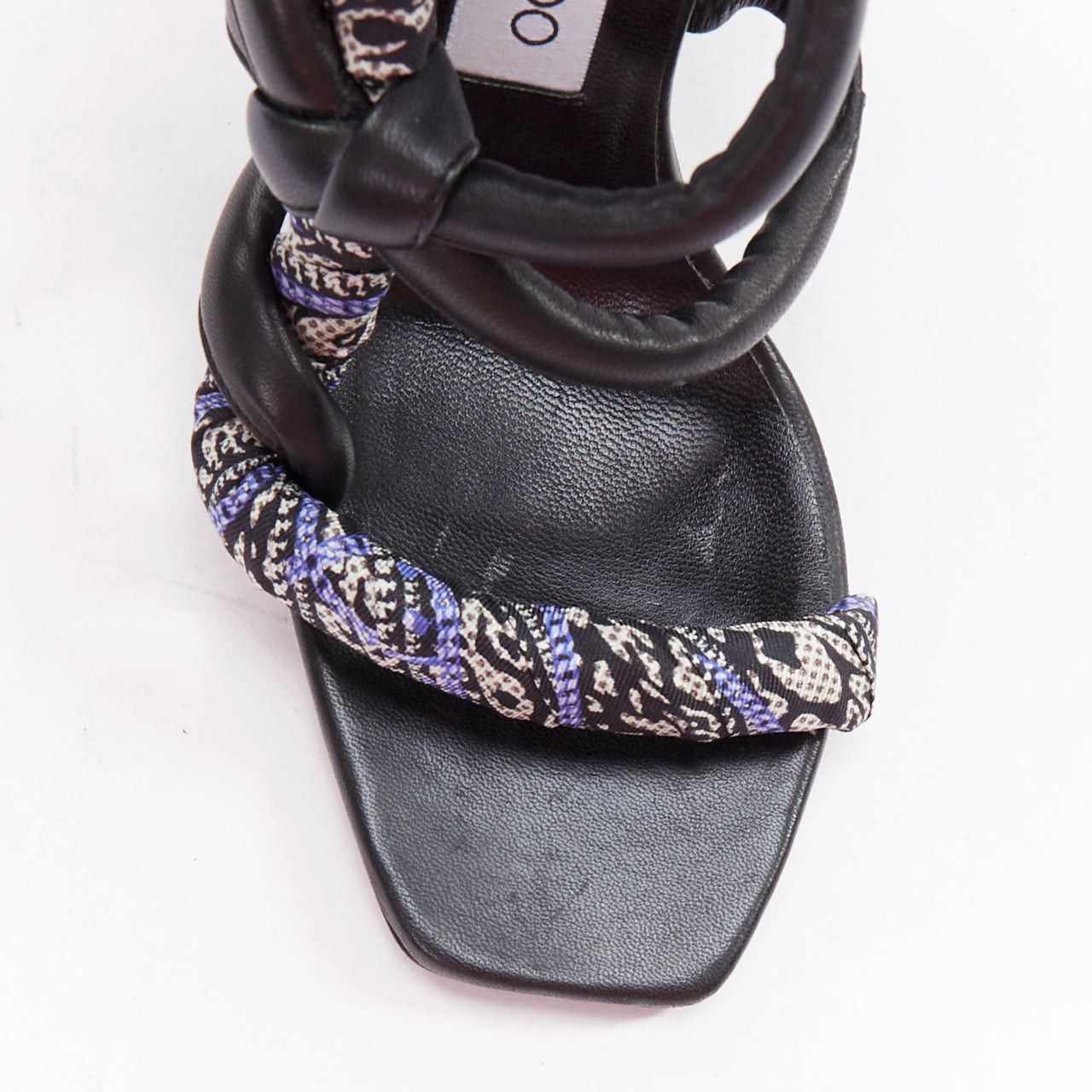 Jimmy Choo JIMMY CHOO Kalypso blue scarf black architectural heel sandals EU36.5 Size US 6.5 / IT 36.5 - 6 Thumbnail