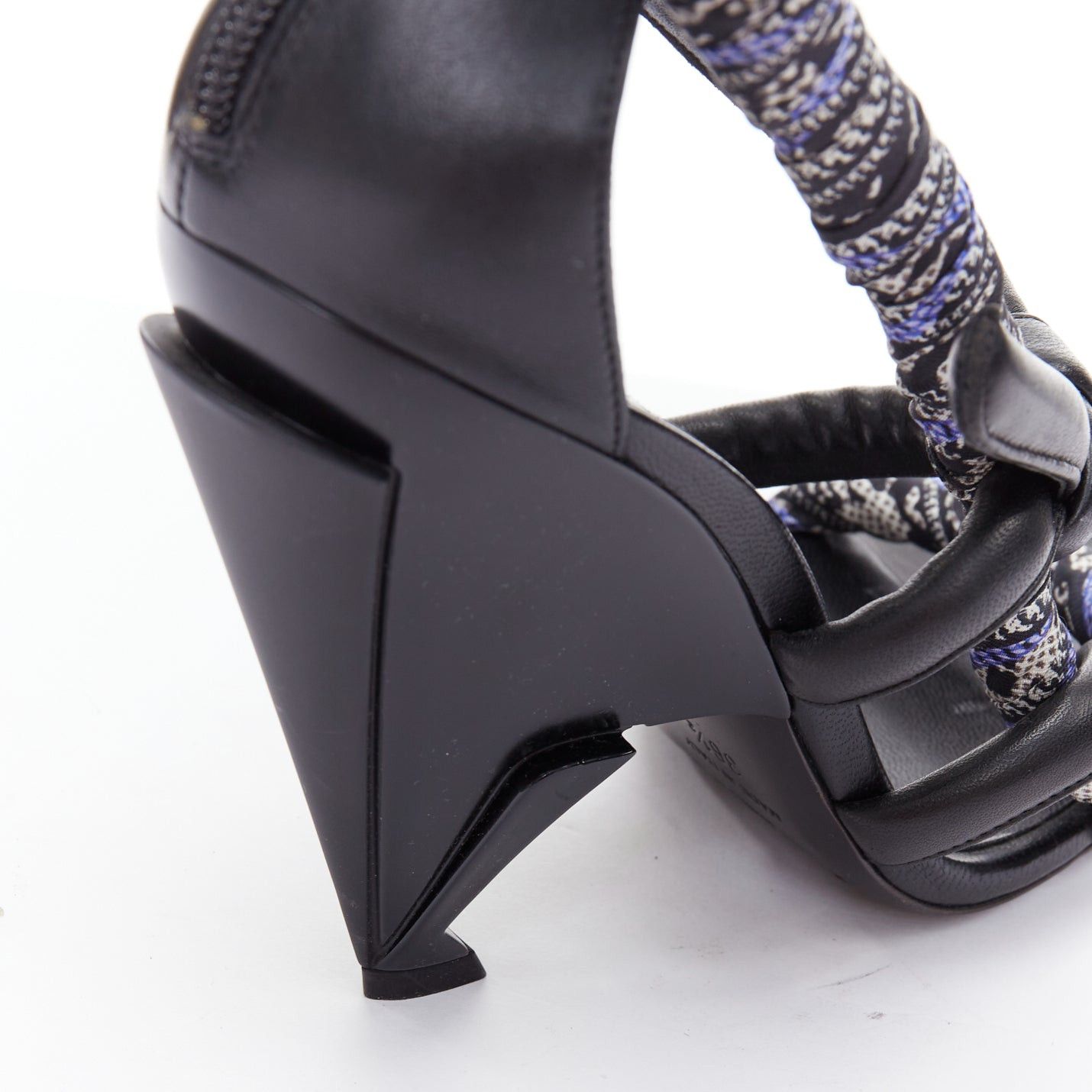 Jimmy Choo JIMMY CHOO Kalypso blue scarf black architectural heel sandals EU36.5 Size US 6.5 / IT 36.5 - 8 Thumbnail