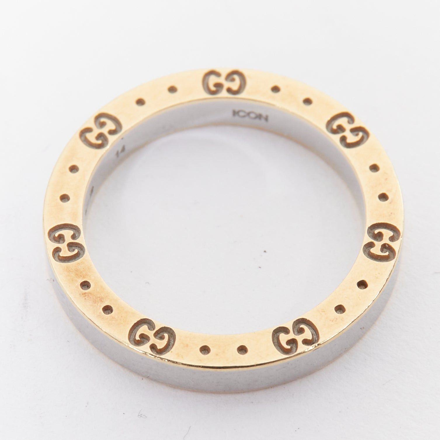 Gucci GUCCI AU 760 gold silver tone GG monogram engraved ring Size ONE SIZE - 3 Thumbnail