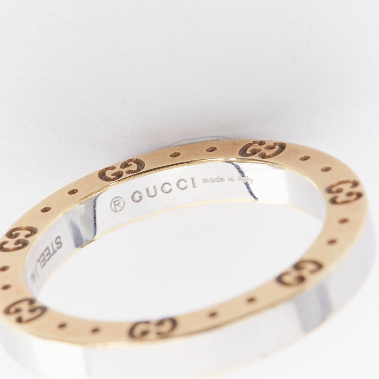 Gucci GUCCI AU 760 gold silver tone GG monogram engraved ring Size ONE SIZE - 6 Thumbnail