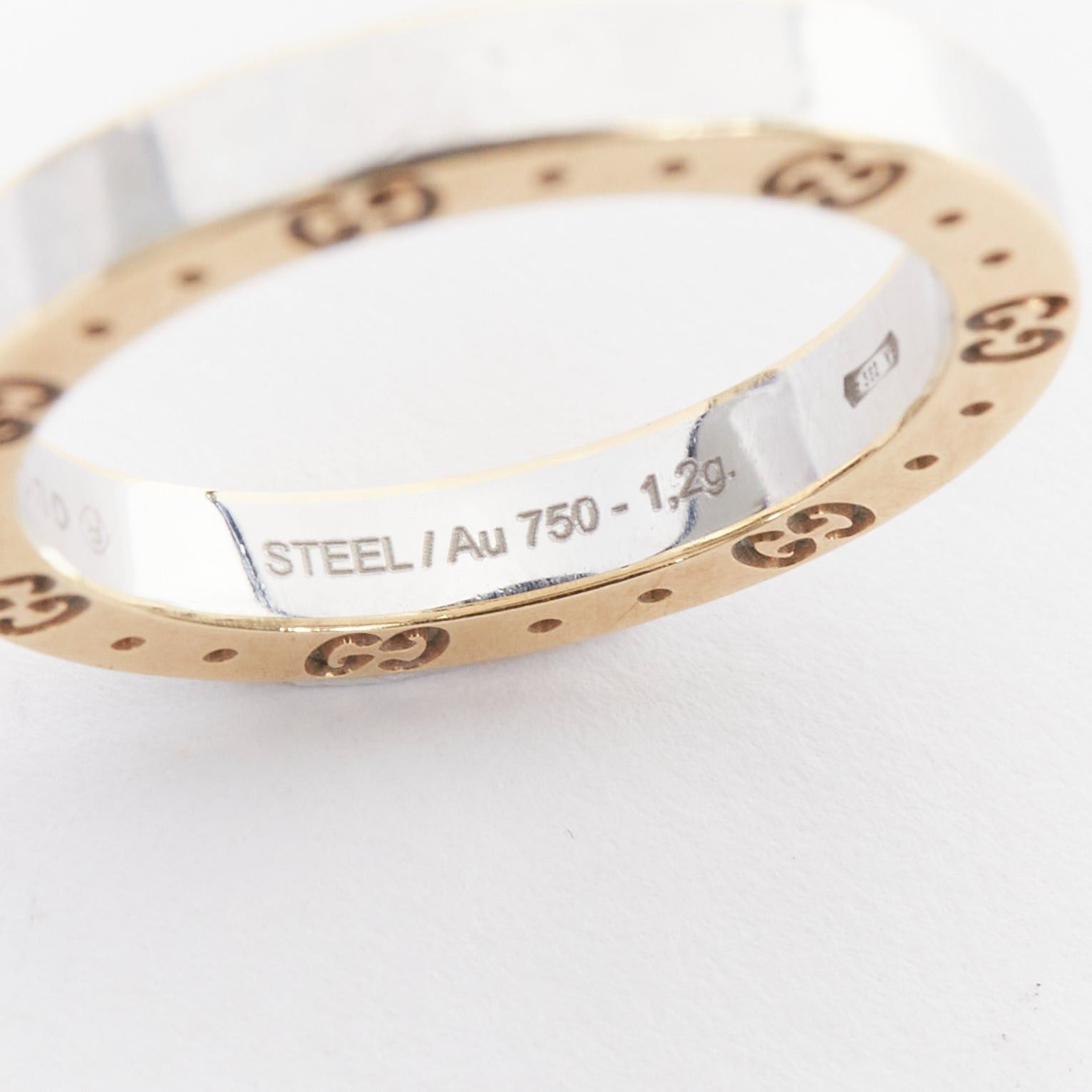 Gucci GUCCI AU 760 gold silver tone GG monogram engraved ring Size ONE SIZE - 5 Thumbnail