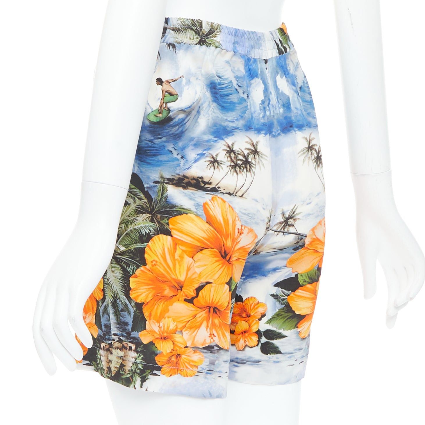 Stella McCartney STELLA MCCARTNEY orange flower Hawaiian surfer print silk boxer shorts pant IT36 Size 25" / US 0 / IT 36 - 6 Thumbnail