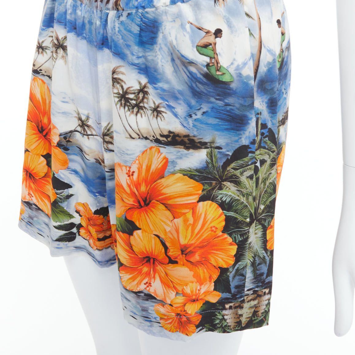 Stella McCartney STELLA MCCARTNEY orange flower Hawaiian surfer print silk boxer shorts pant IT36 Size 25" / US 0 / IT 36 - 2 Thumbnail