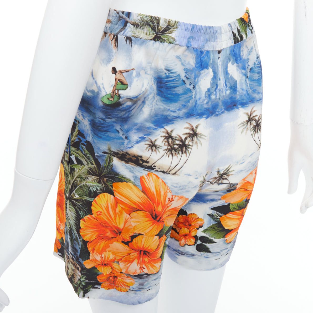 Stella McCartney STELLA MCCARTNEY orange flower Hawaiian surfer print silk boxer shorts pant IT36 Size 25" / US 0 / IT 36 - 7 Thumbnail