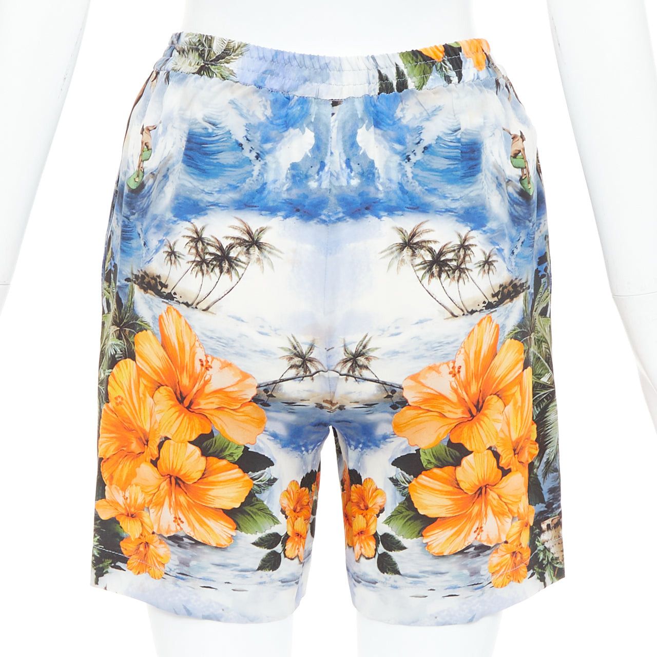 Stella McCartney STELLA MCCARTNEY orange flower Hawaiian surfer print silk boxer shorts pant IT36 Size 25" / US 0 / IT 36 - 5 Thumbnail